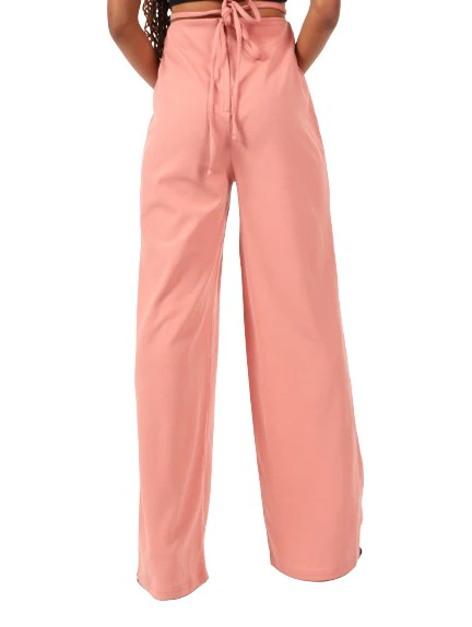 Waist Detail Wideleg Pant - Blush - Image 3