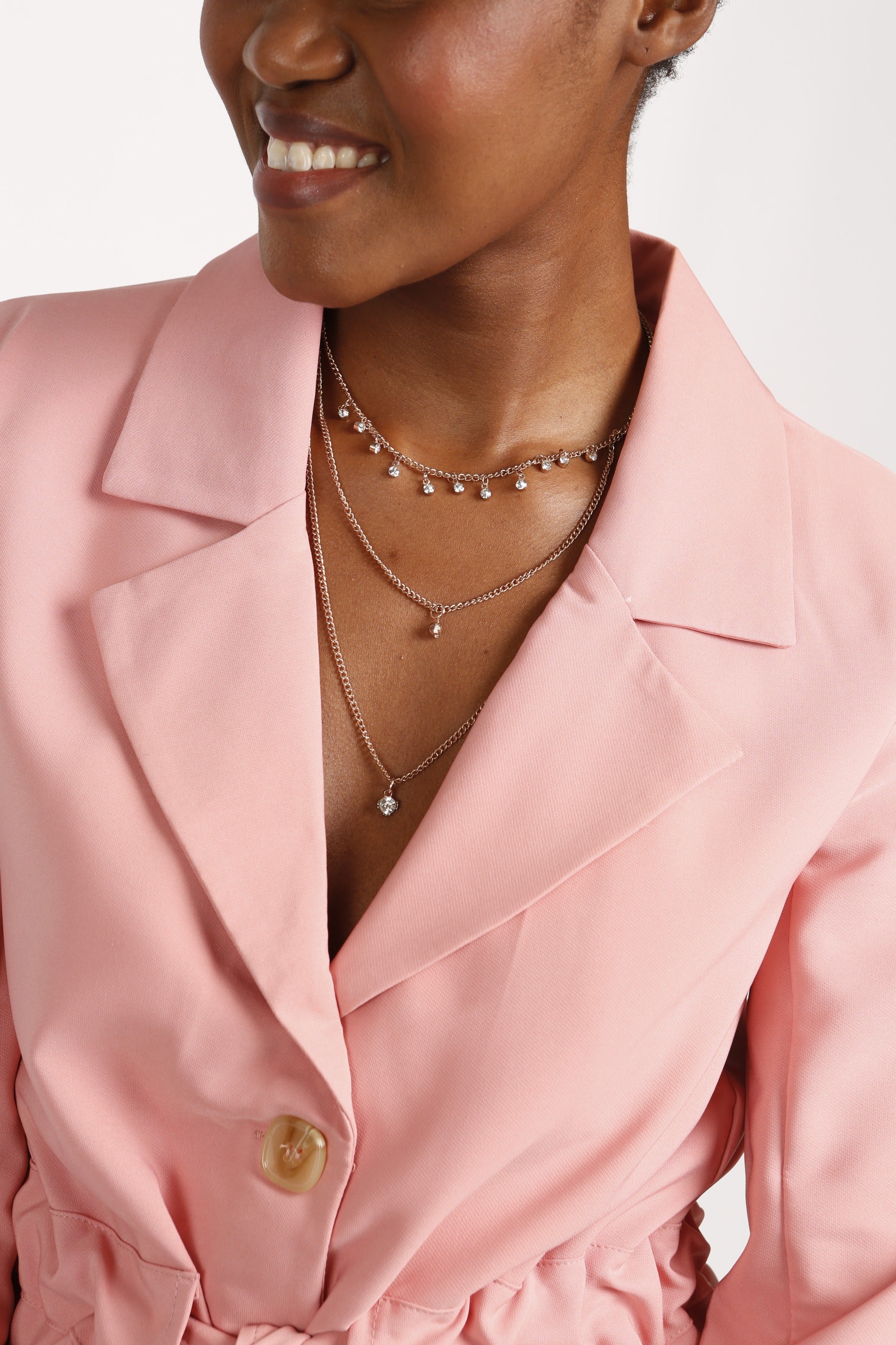 Waist Draw Tie Blazer - Pink - Image 4