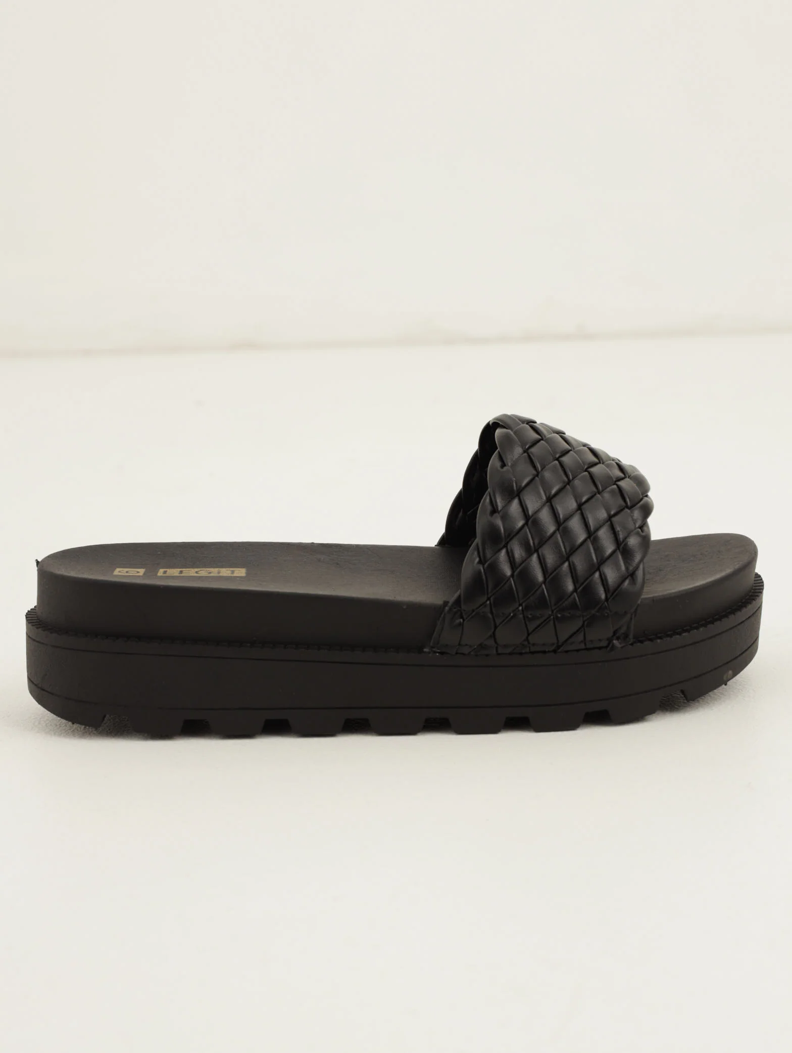 Weave Cleated Platform Mule - Black - Image 2