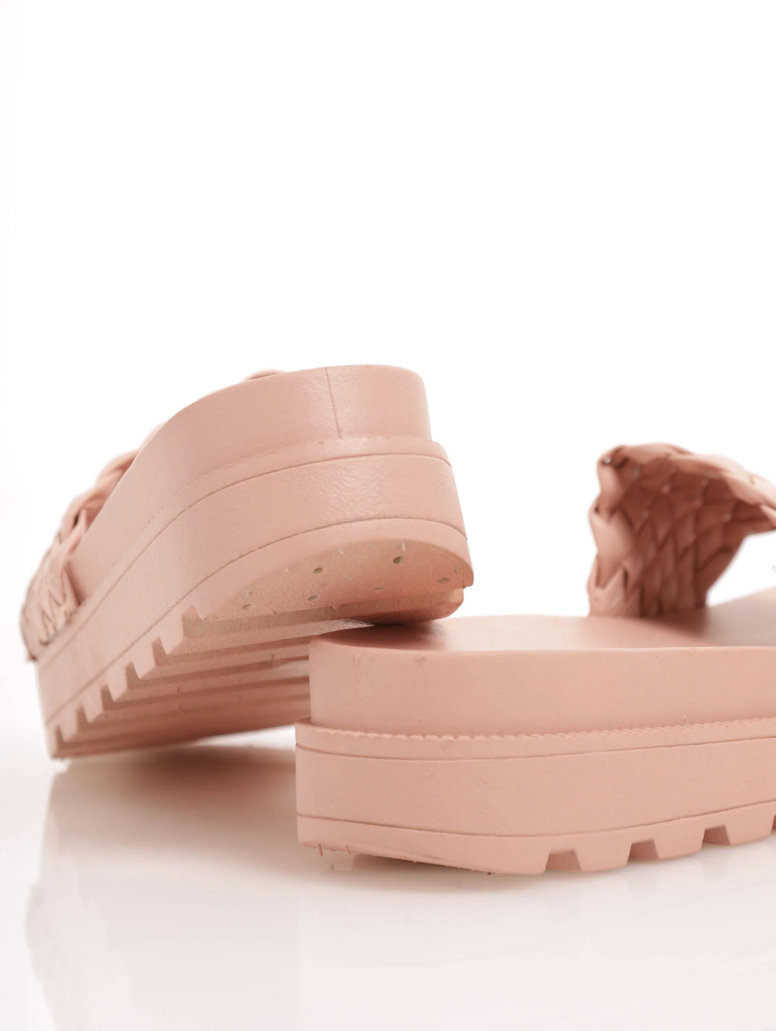 Weave Look Cleated Platform Mule Sandal - Blush - Image 3