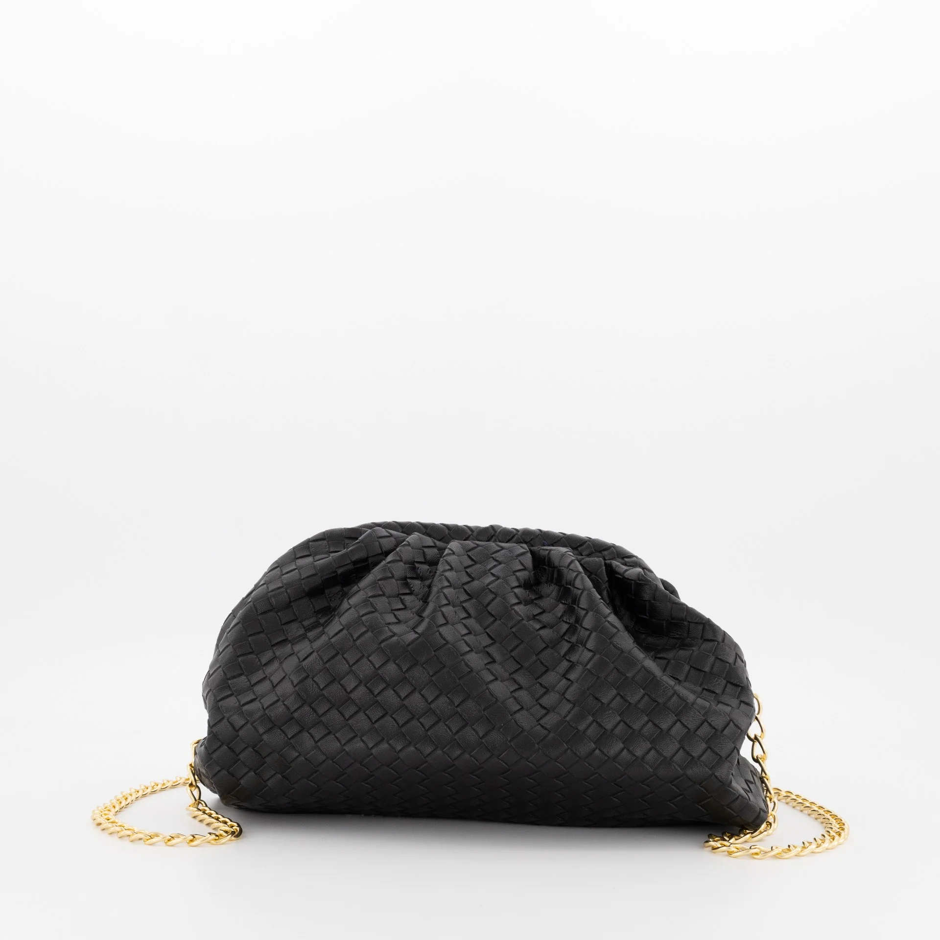 Weave Text Pleat Clutch - Black - Image 2