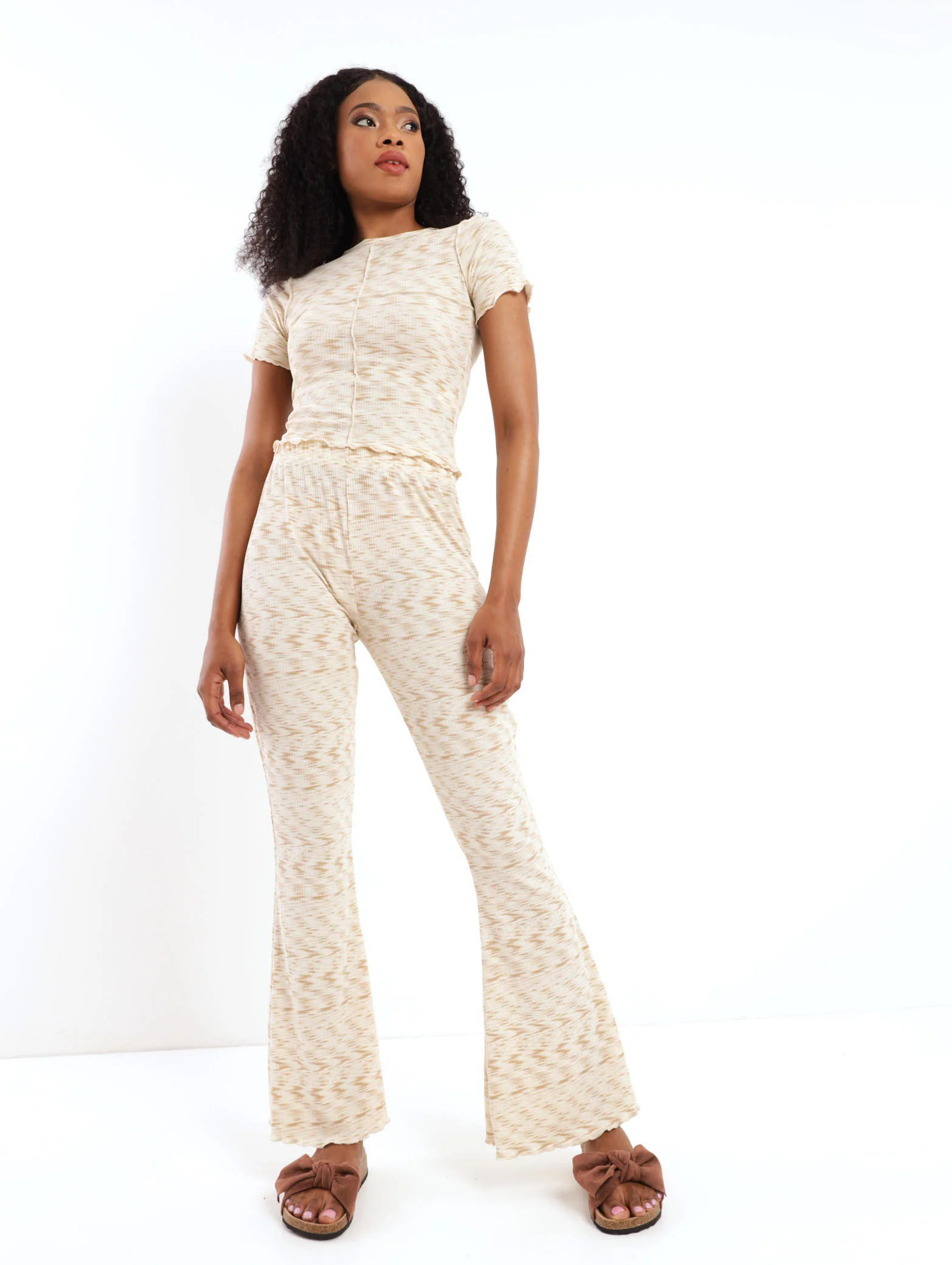 Wideleg Knit Pant - Oatmeal - Image 2