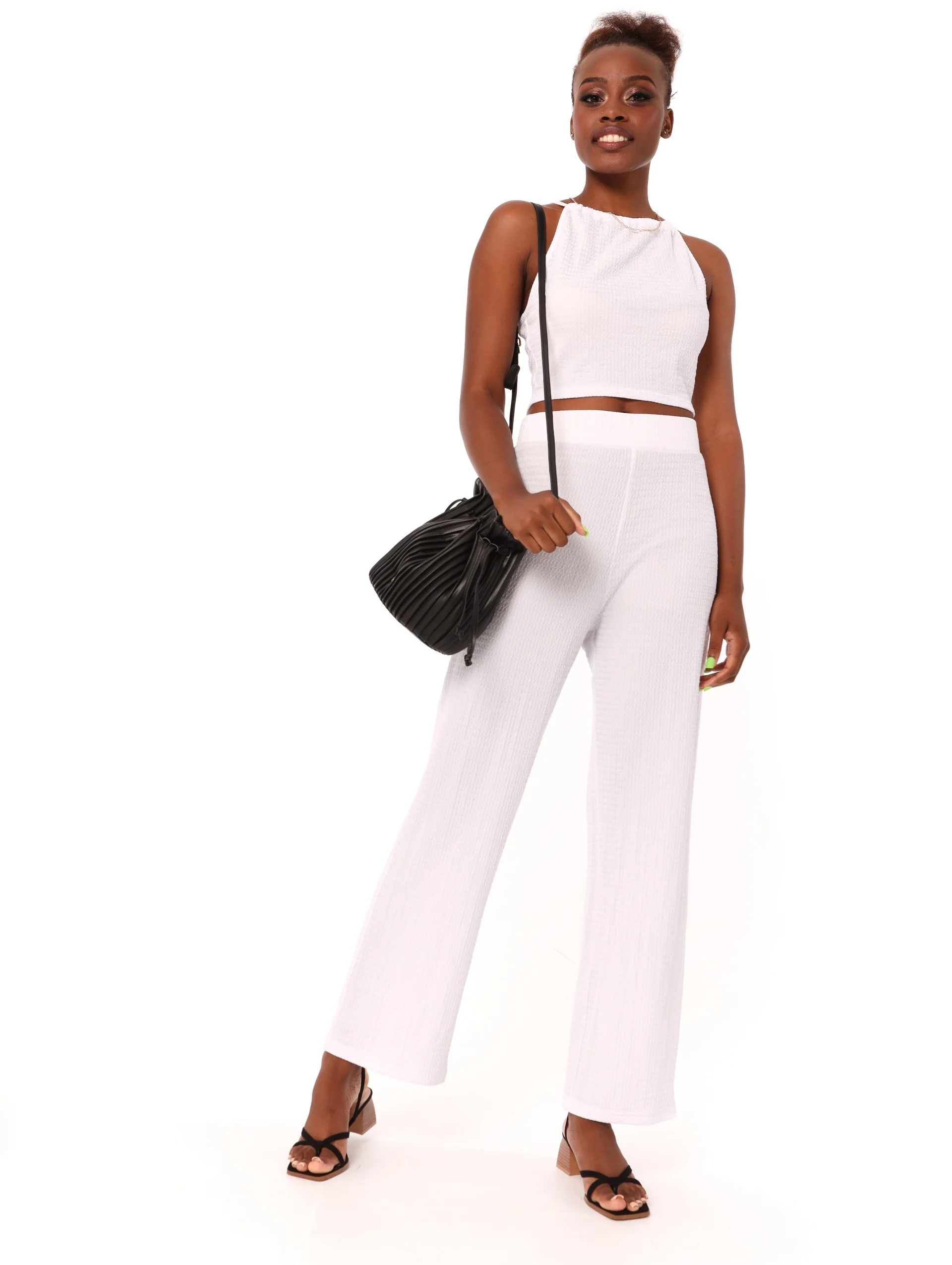 Wideleg Lounge Pant - White - Image 2