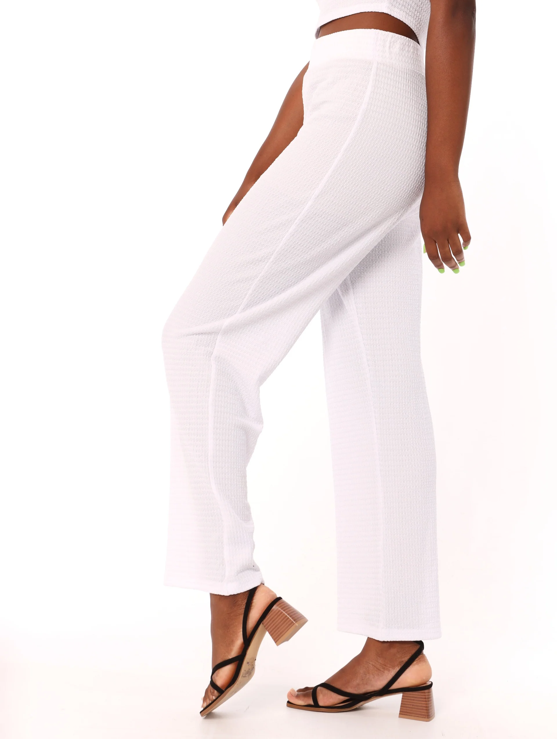 Wideleg Lounge Pant - White - Image 3