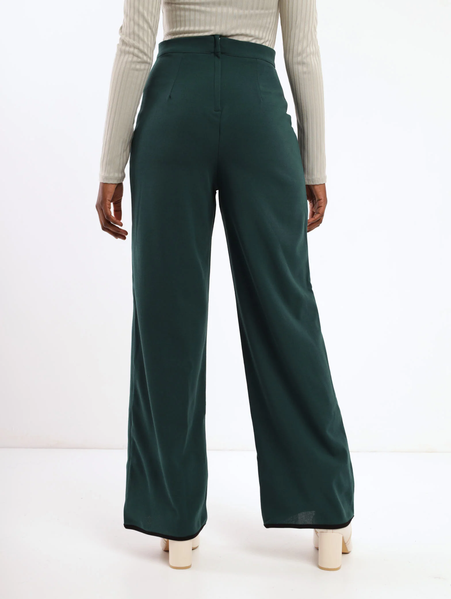 Wideleg Pant With Piping - Emerald - Image 4
