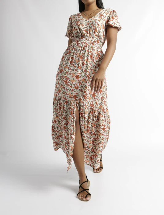 Woven Floral Maxi Dress