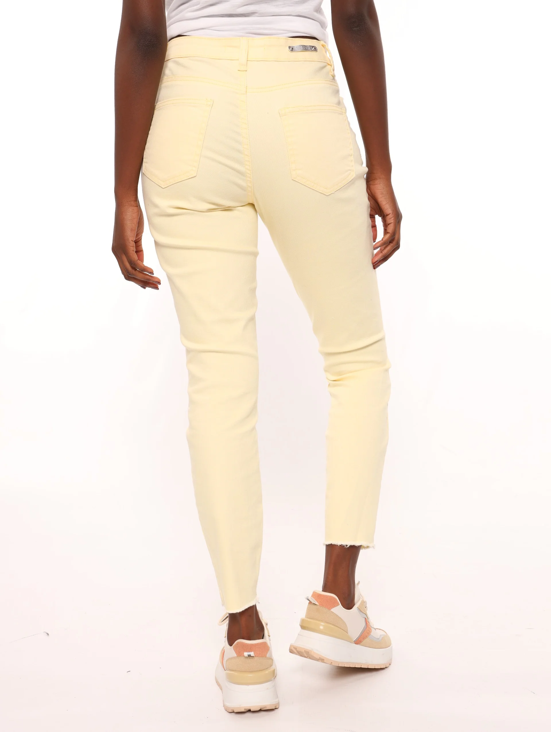 Yellow Hi-waist Abraised Color Skinny Denim Jean - Image 3
