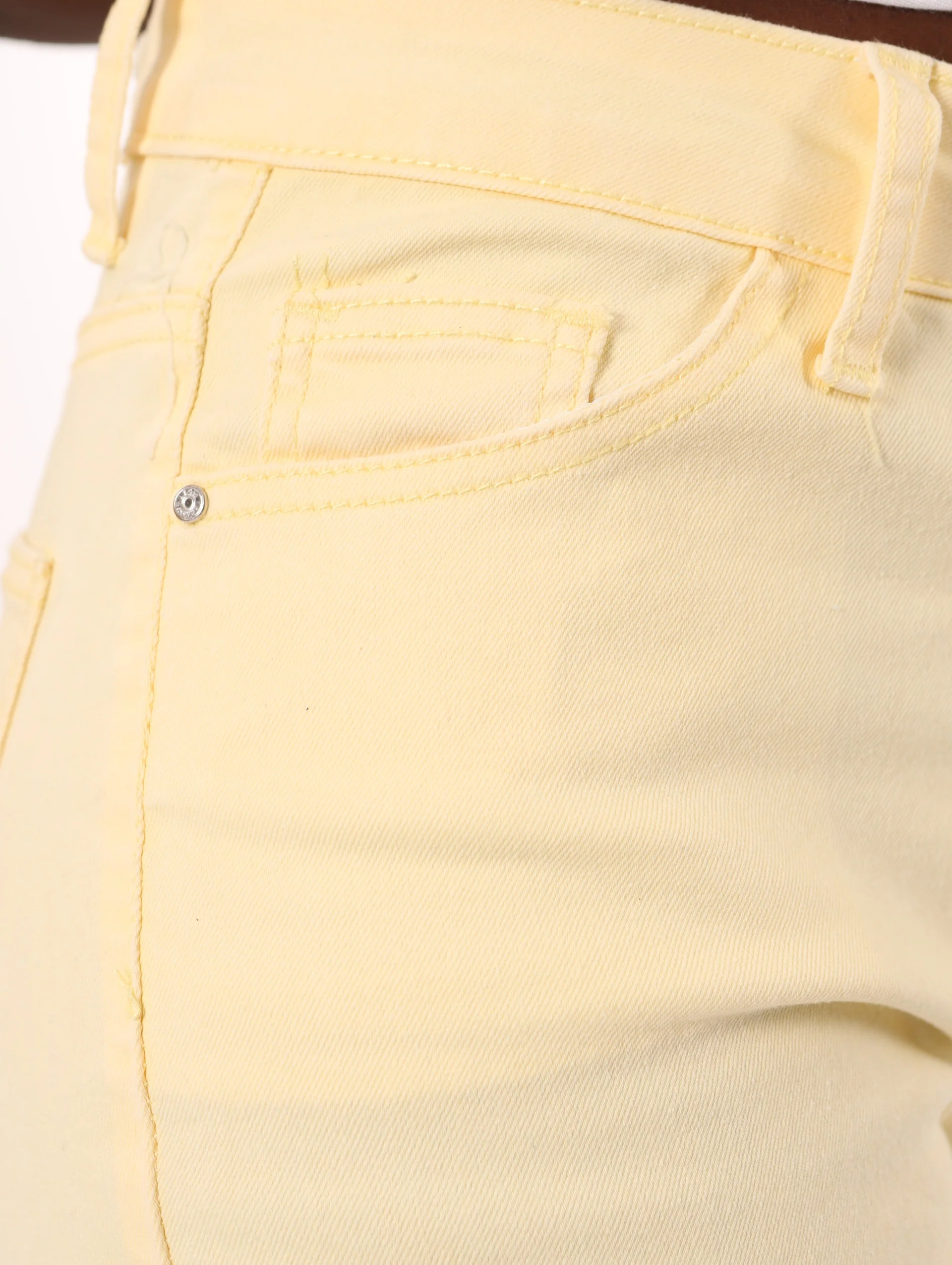 Yellow Hi-waist Abraised Color Skinny Denim Jean - Image 5