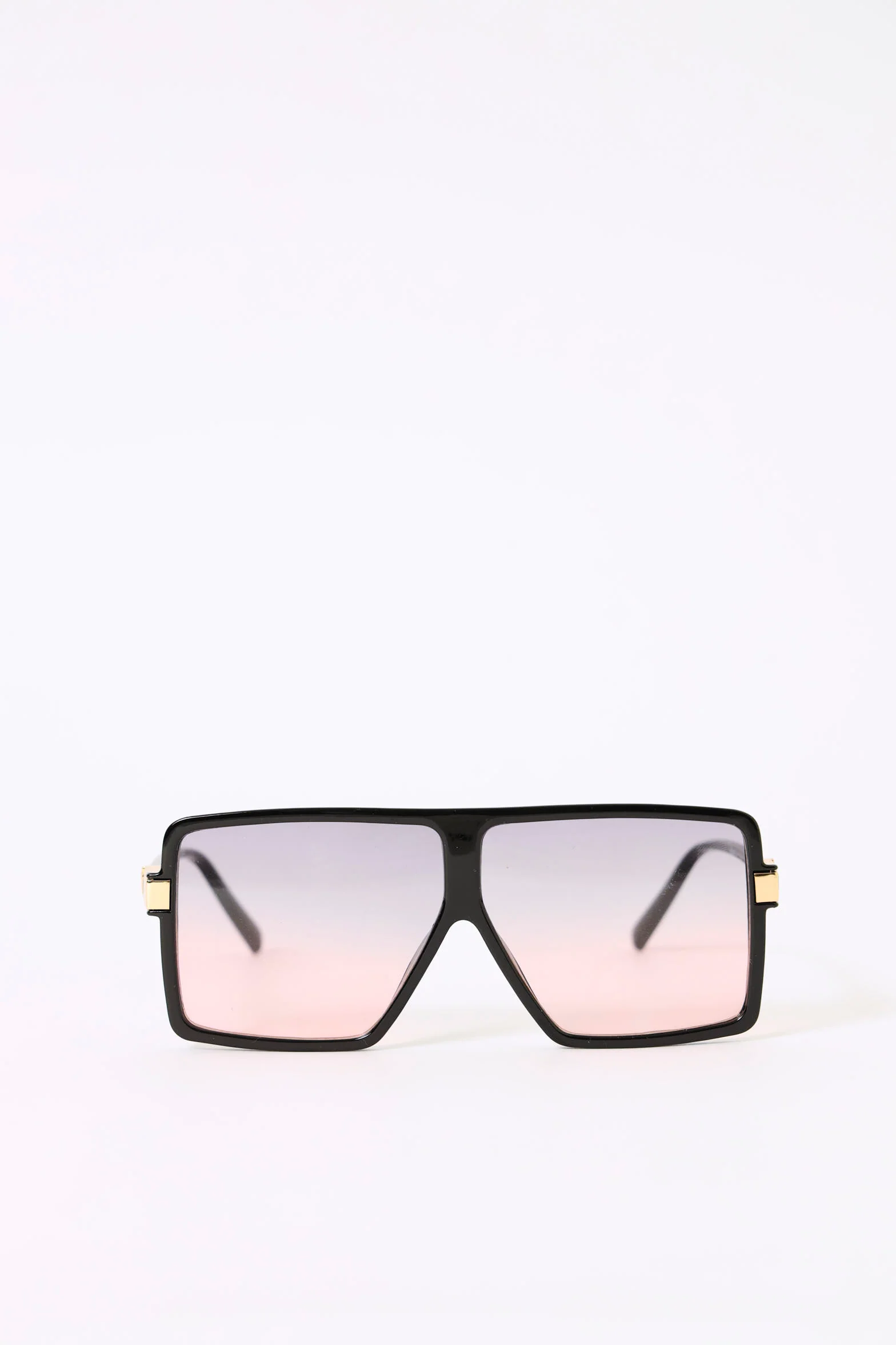 Large Bold Visor Sunglasses - Black - Image 2