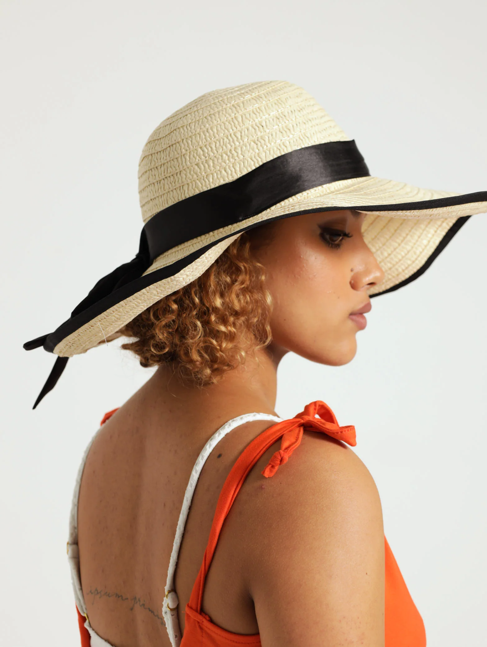 Large Bow Detail Straw Sunhat