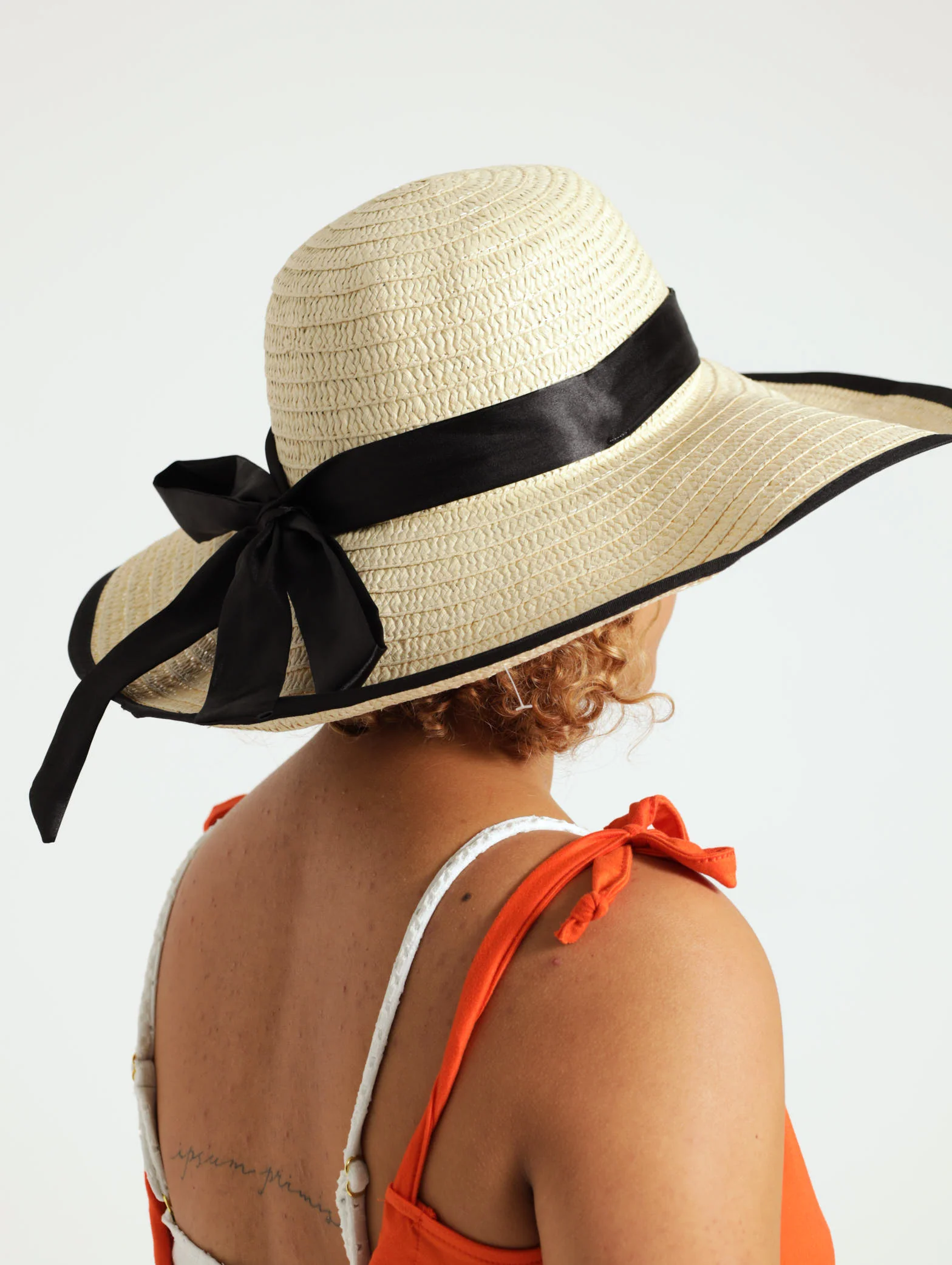 Large Bow Detail Straw Sunhat - Image 2