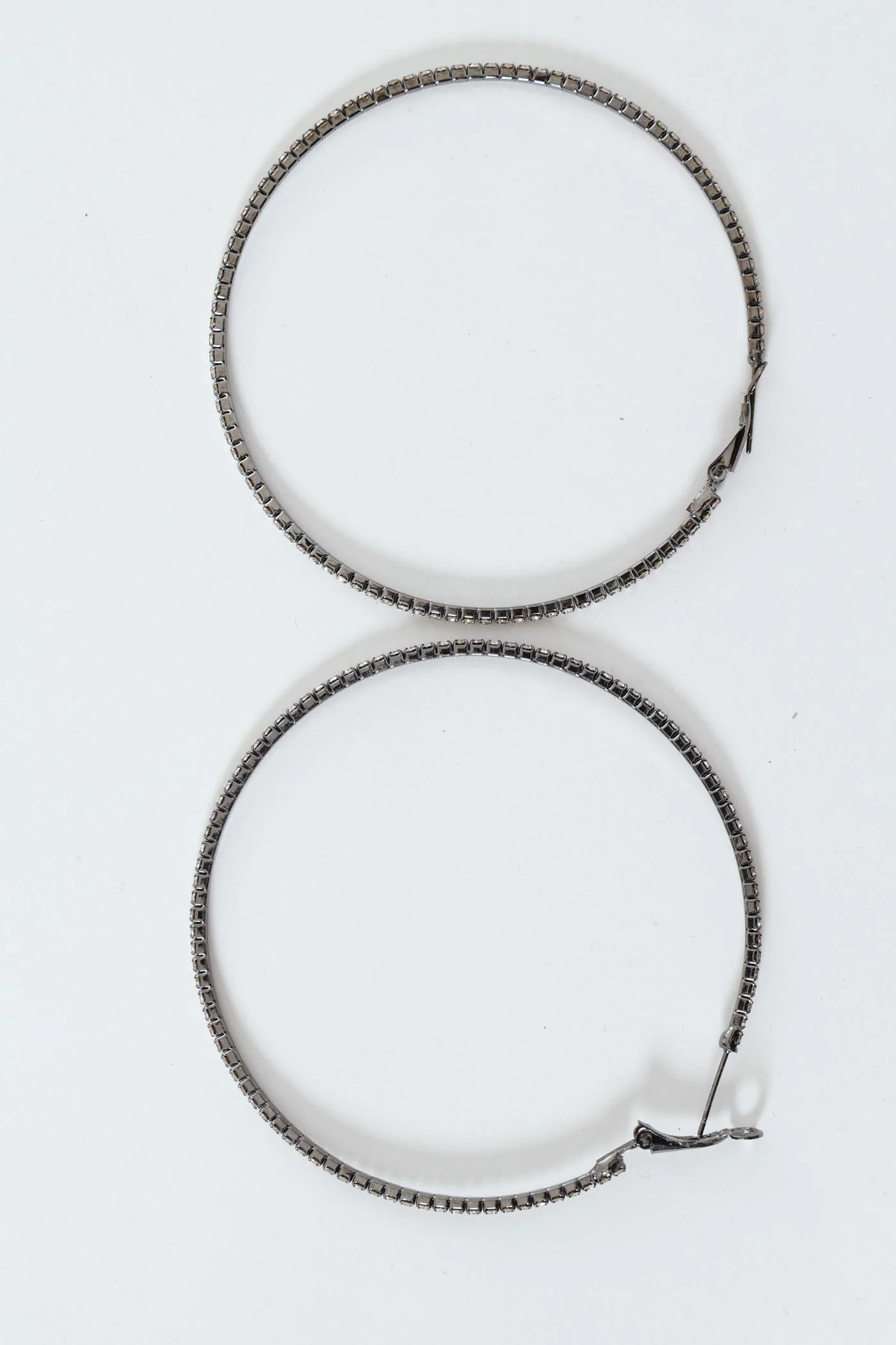 Large Diamante Hoop Earring - Black