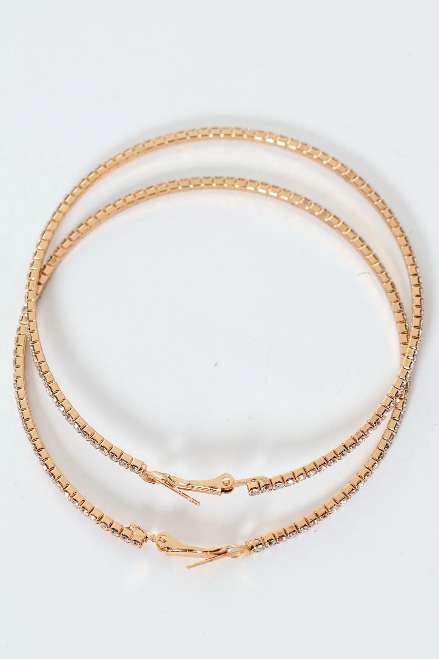 Large Diamante Hoop Earring - Gold - Image 3