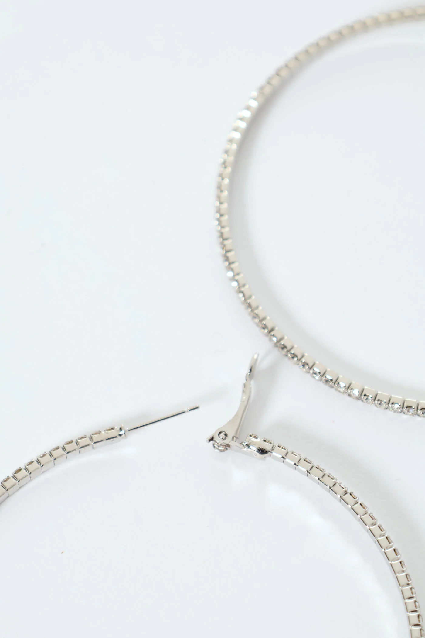 Large Diamante Hoop Earring - Silver - Image 3