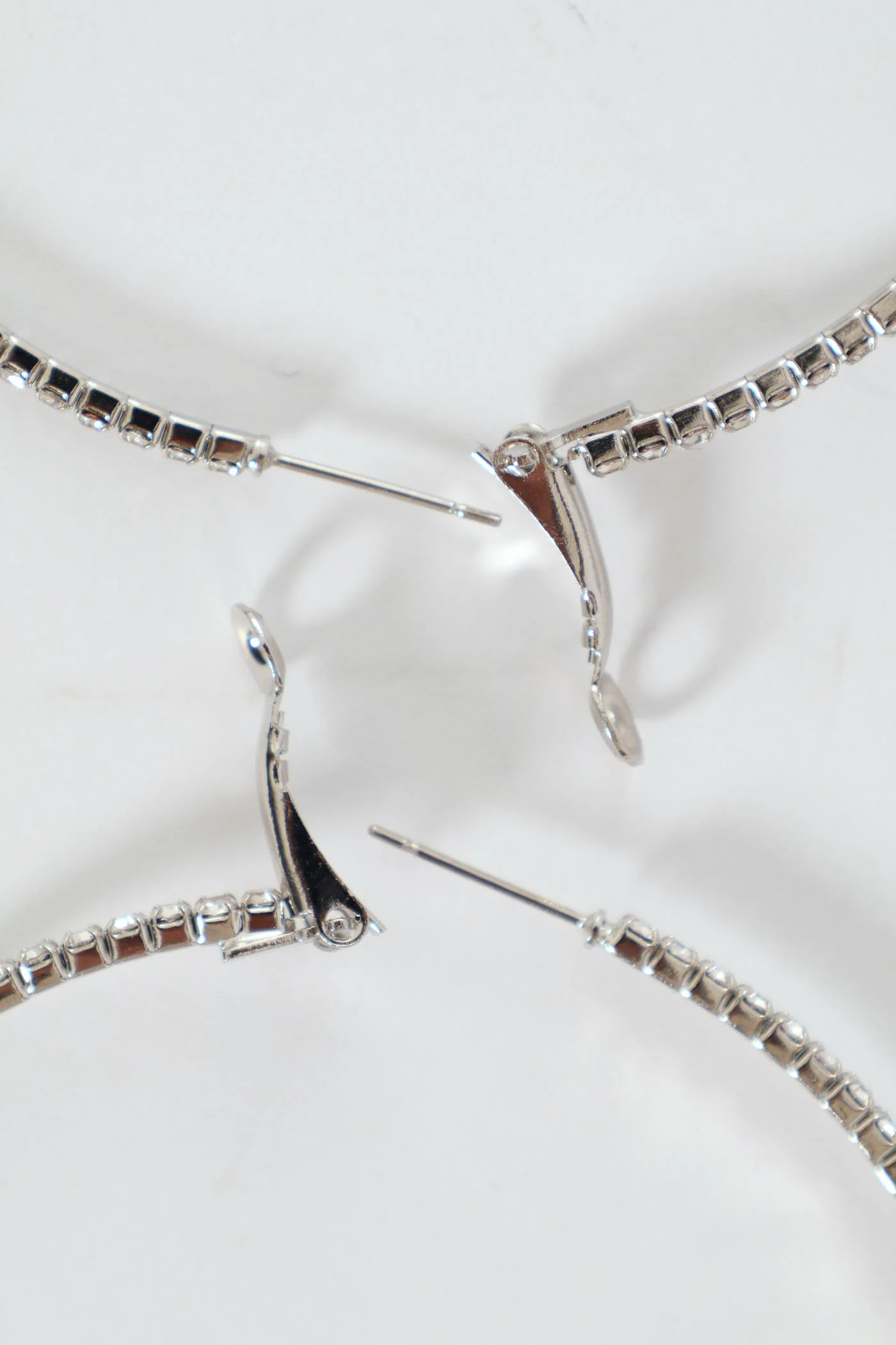Large Diamante Hoop Earrings - Silver - Image 3