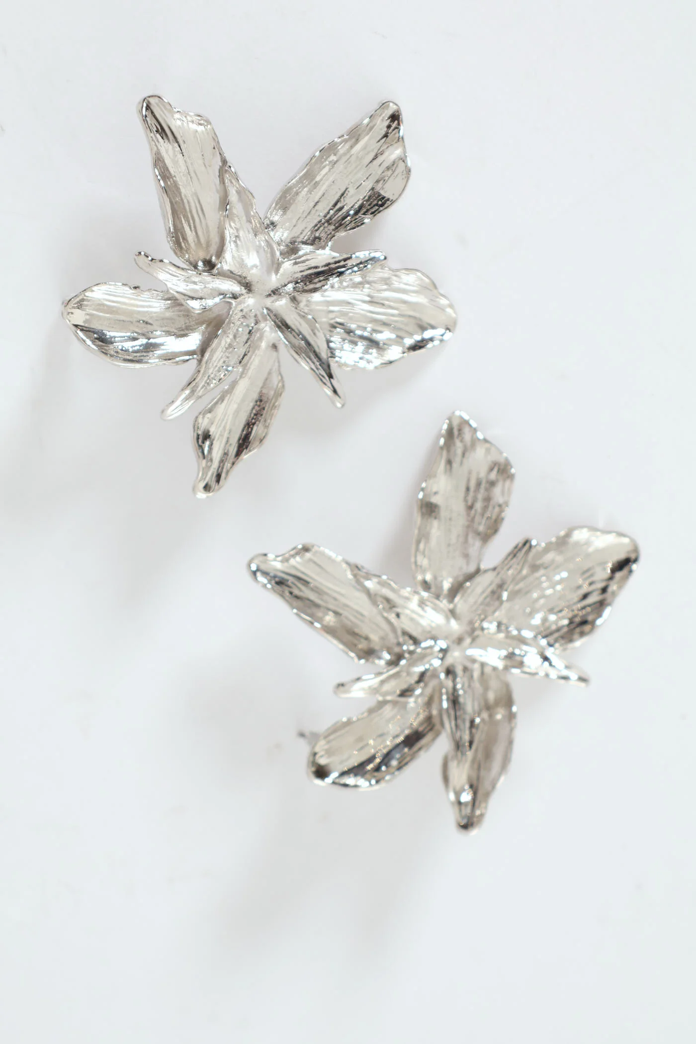 Large Flower Statement Earring - Silver