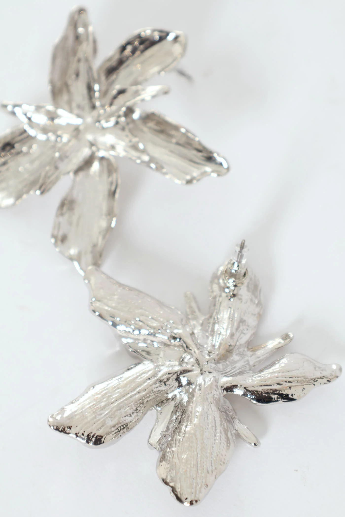 Large Flower Statement Earring - Silver - Image 2