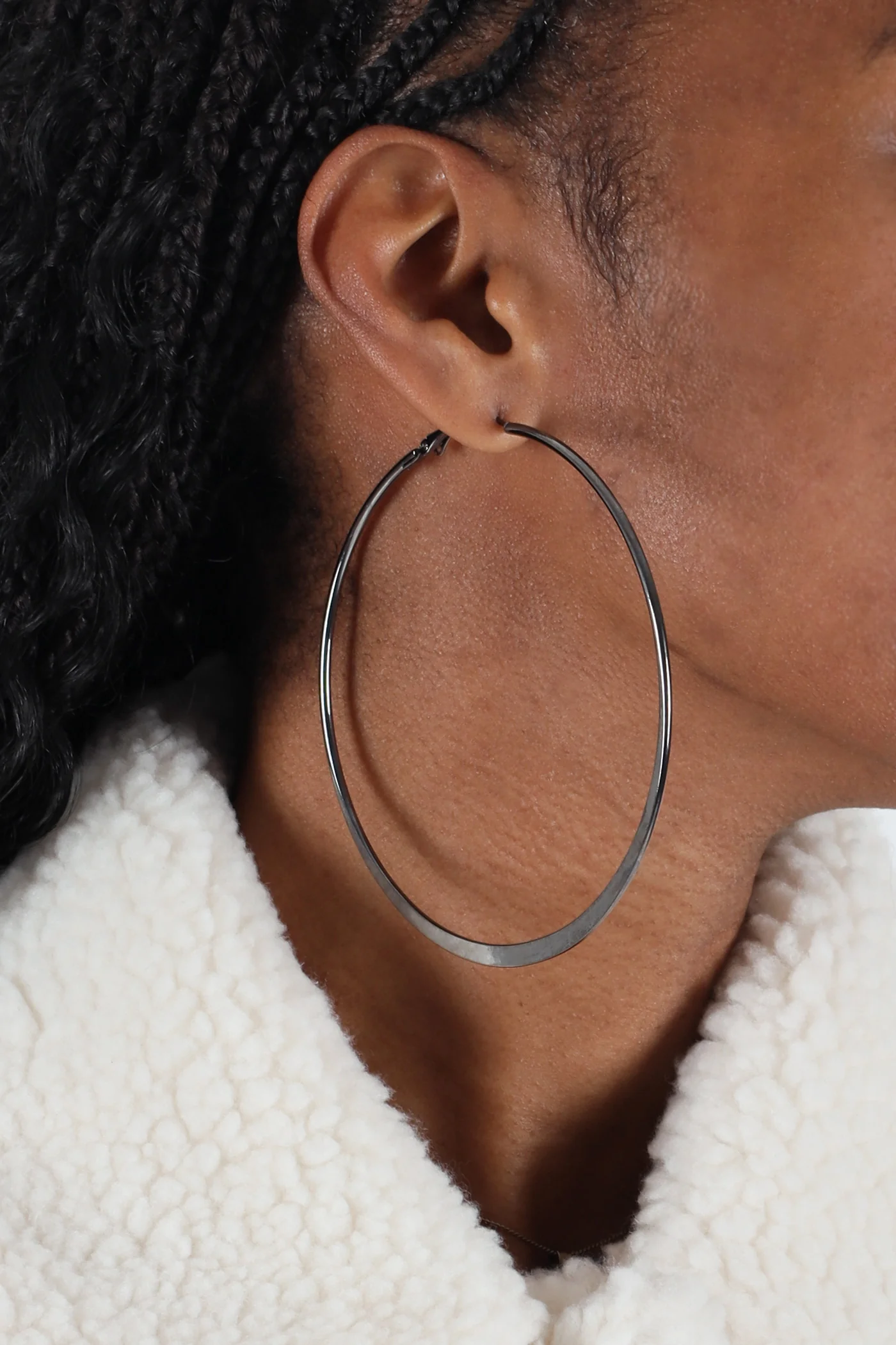 Large Hoop Earrings - Gunmetal