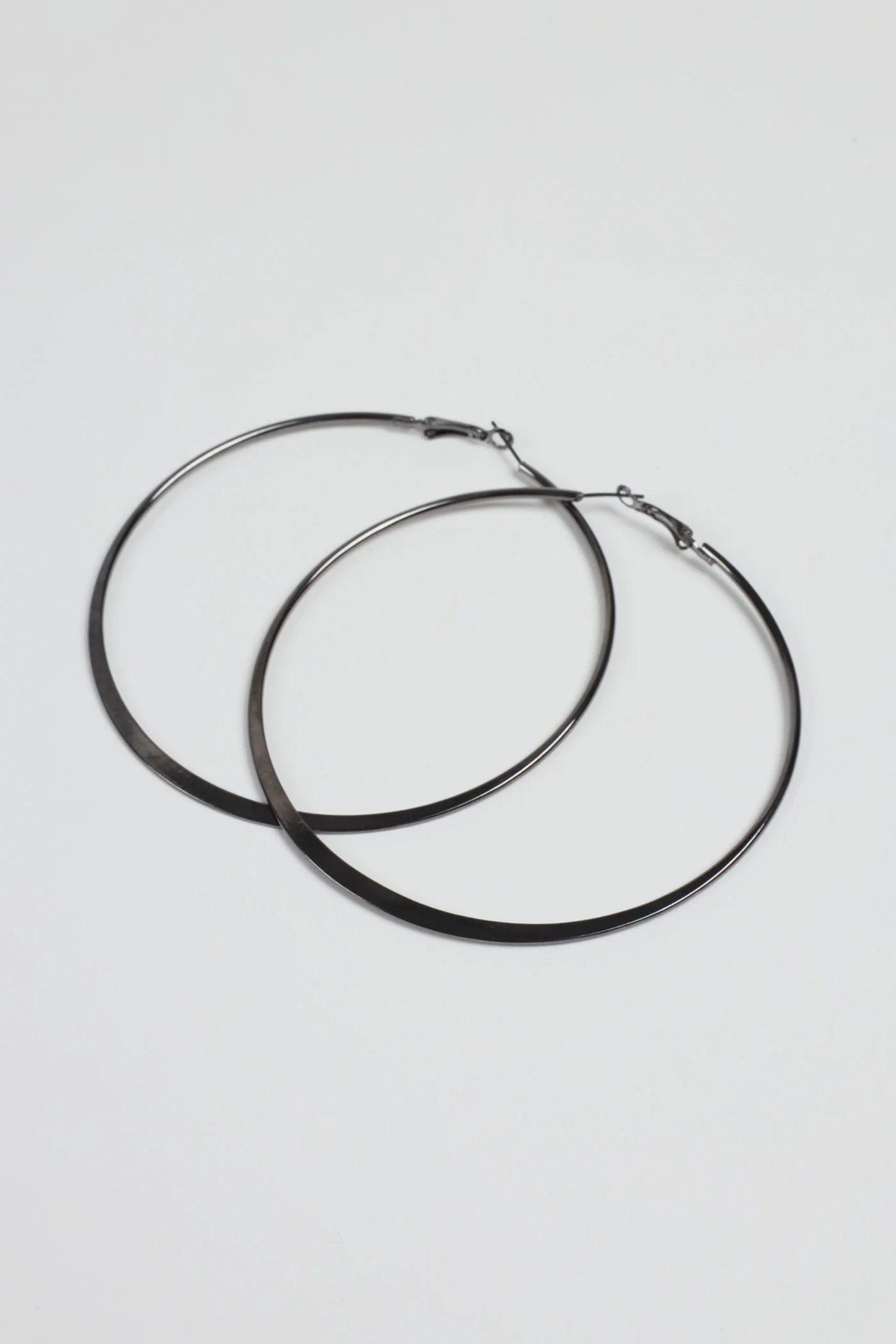 Large Hoop Earrings - Gunmetal - Image 3