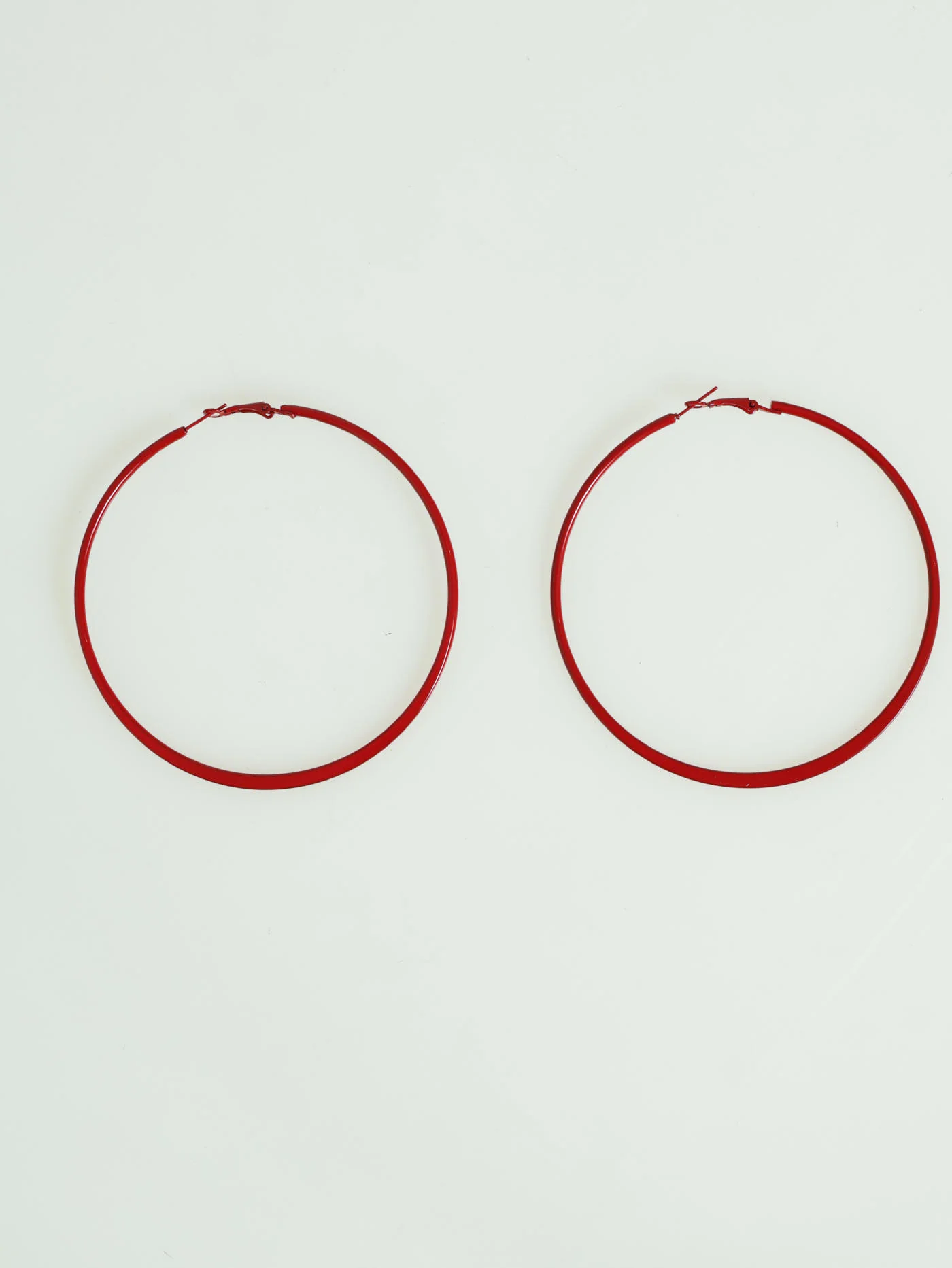 Large Hoop Earrings - Red