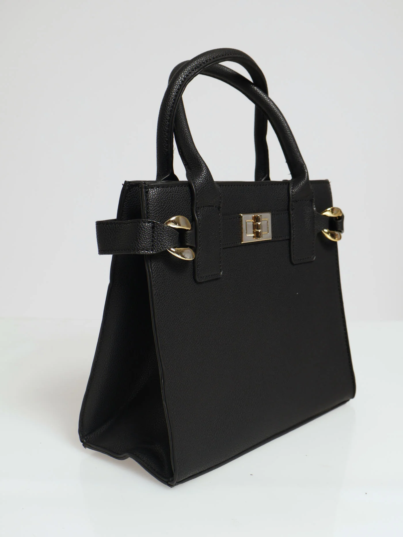 Large Lock & Chain Tote Bag - Black - Image 2