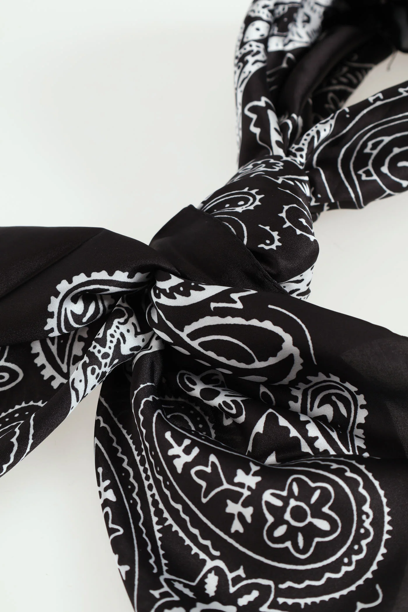 Large Paisley Satin Scarf - Black/White - Image 2