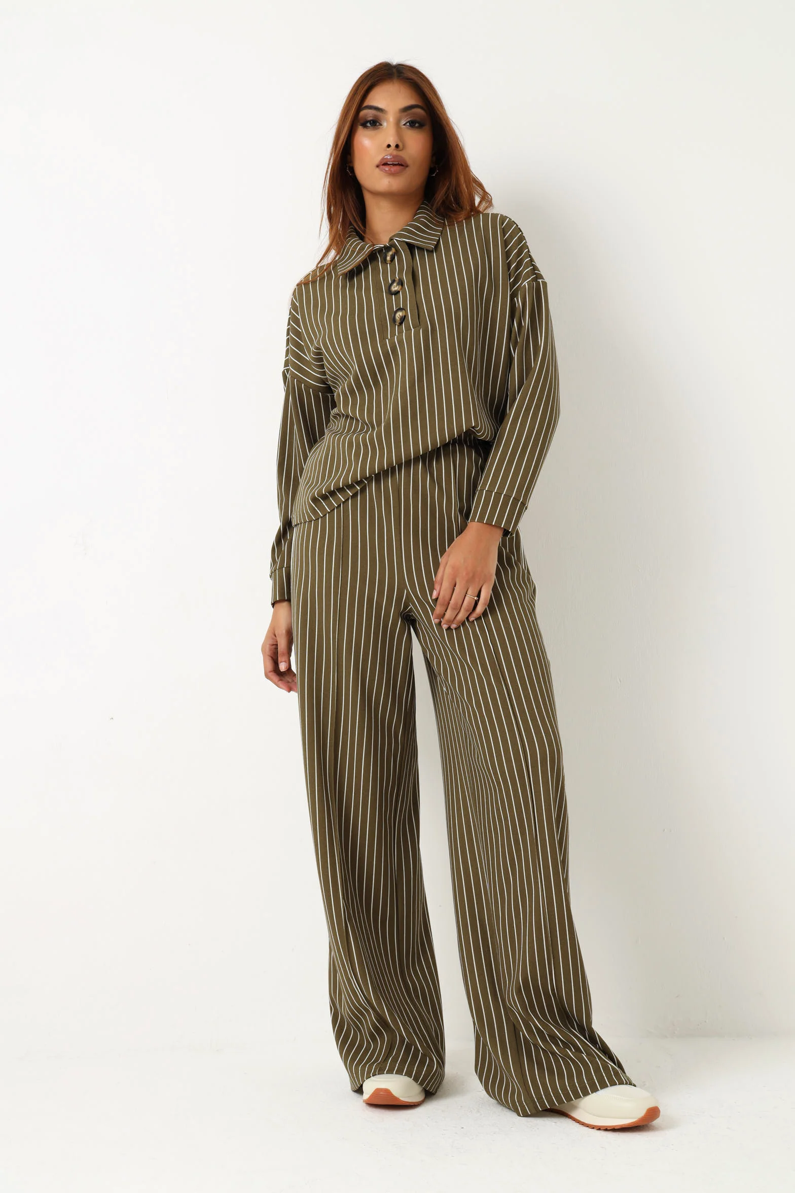 Large Placket Stripe Pullover - Fatigue - Image 2