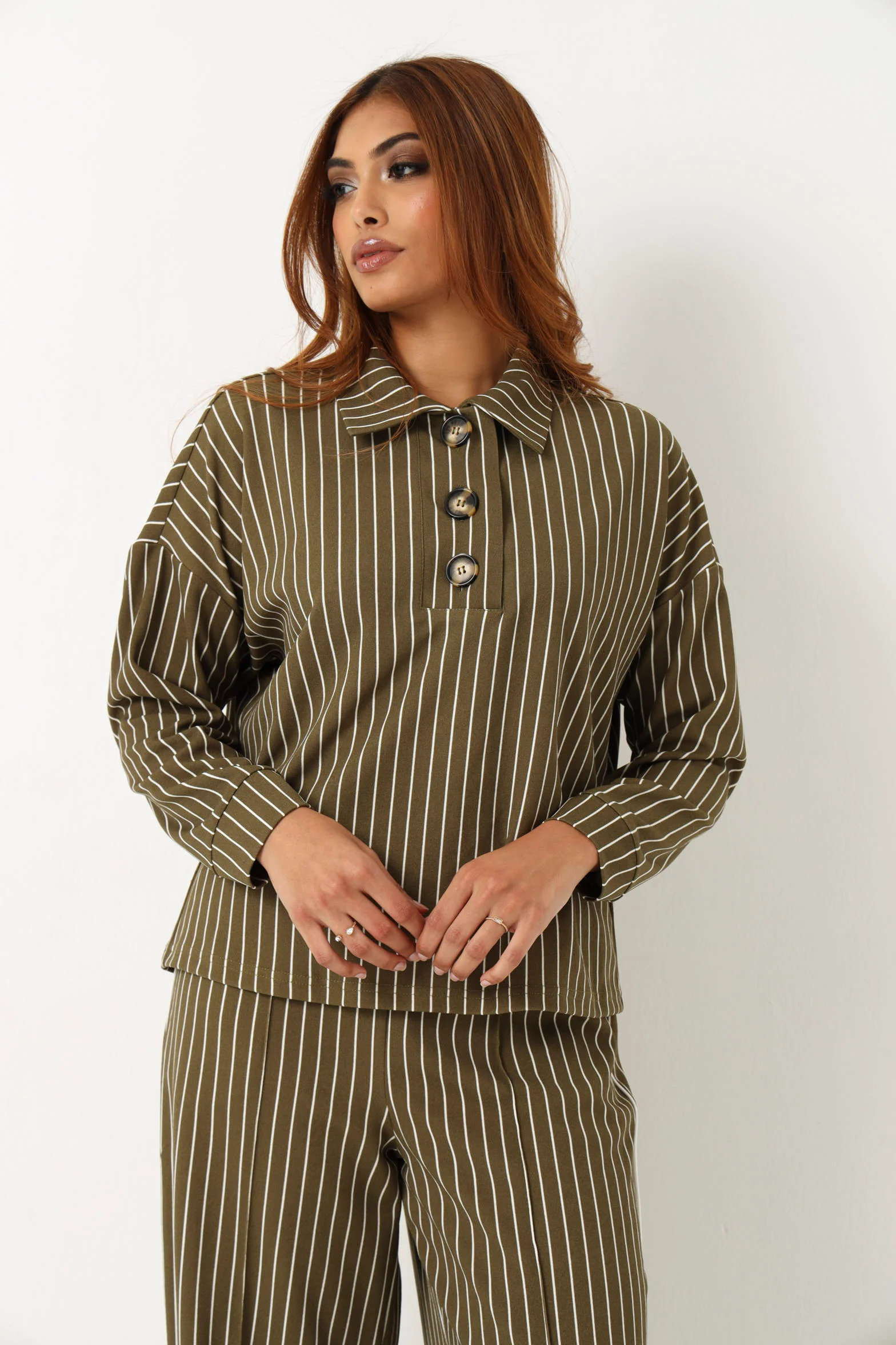 Large Placket Stripe Pullover - Fatigue - Image 6
