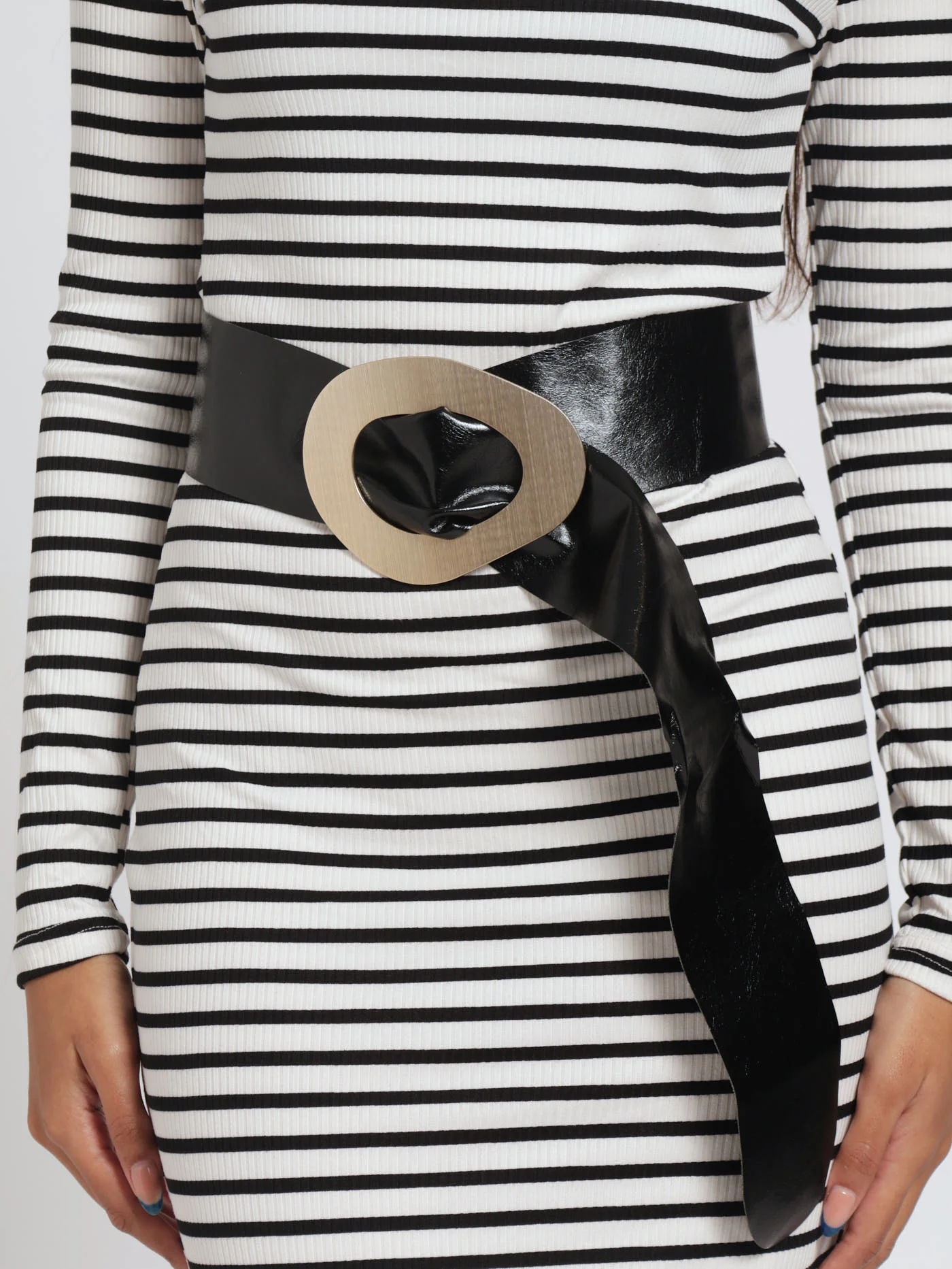 Large Square Cowboy Buckle Belt - Black