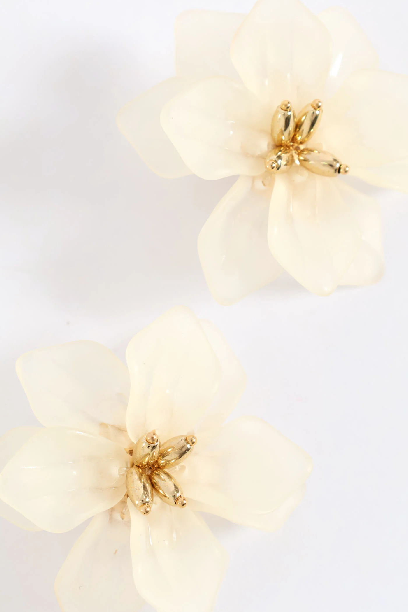 Large Statement Flower Earrings - Cream