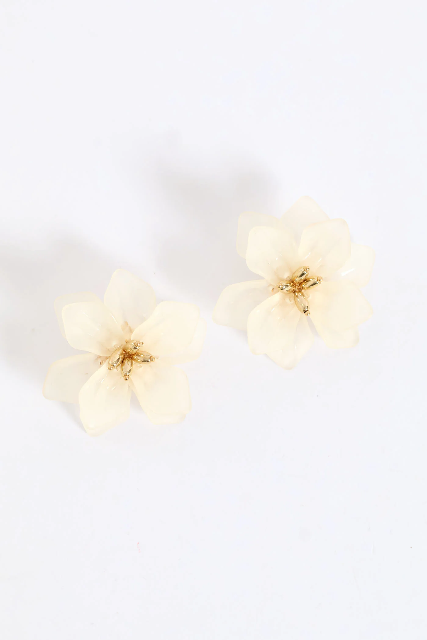 Large Statement Flower Earrings - Cream - Image 2