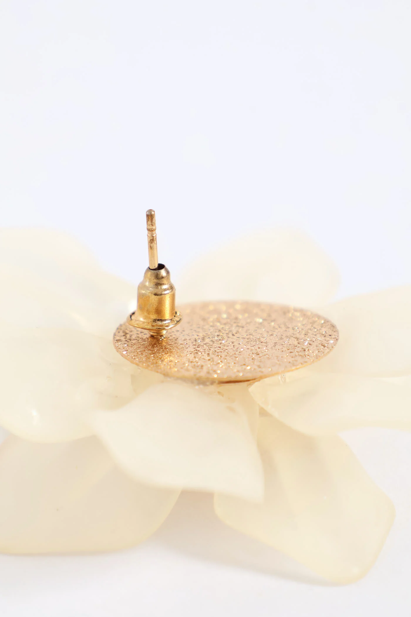 Large Statement Flower Earrings - Cream - Image 3