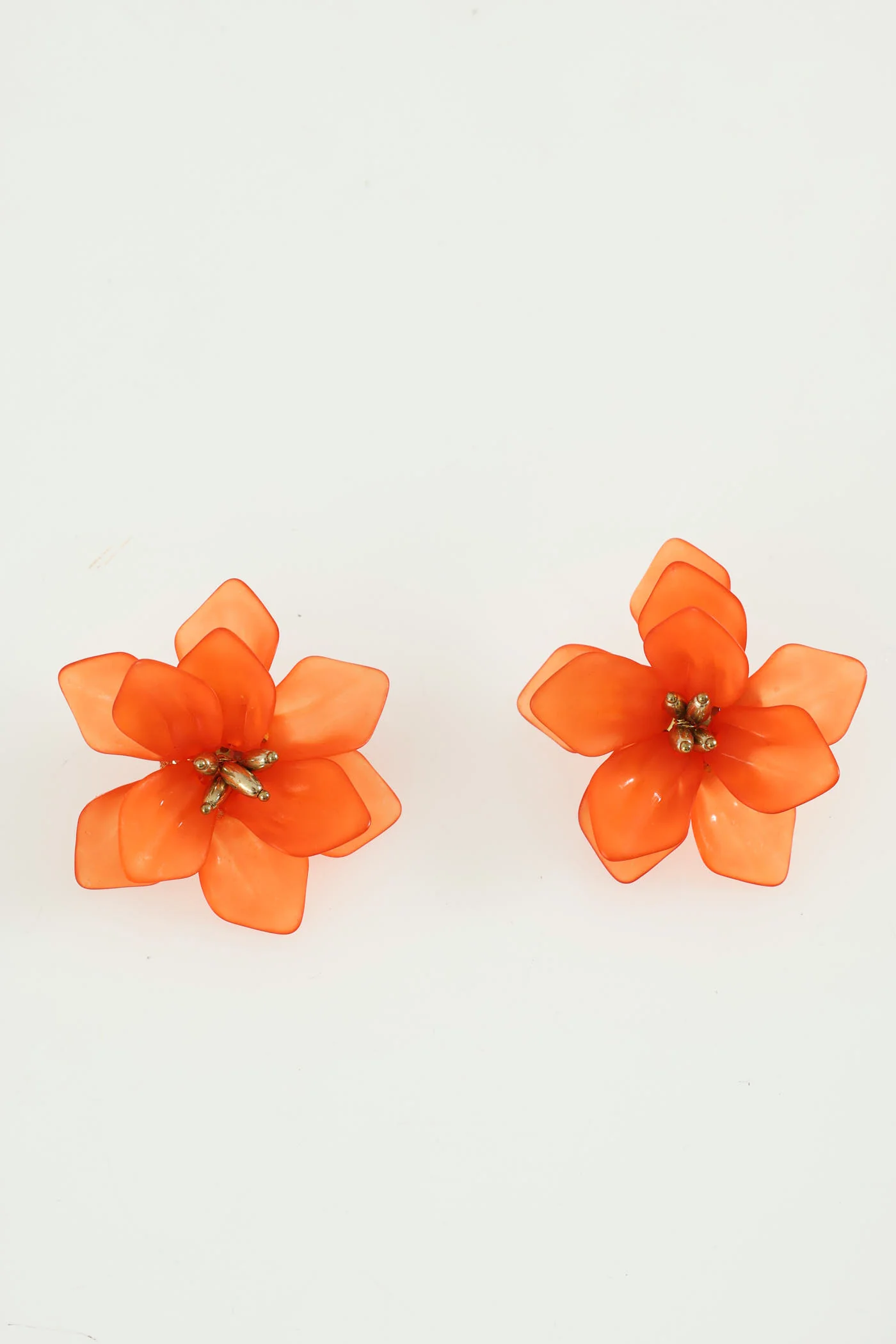 Large Statement Flower Earrings - Orange
