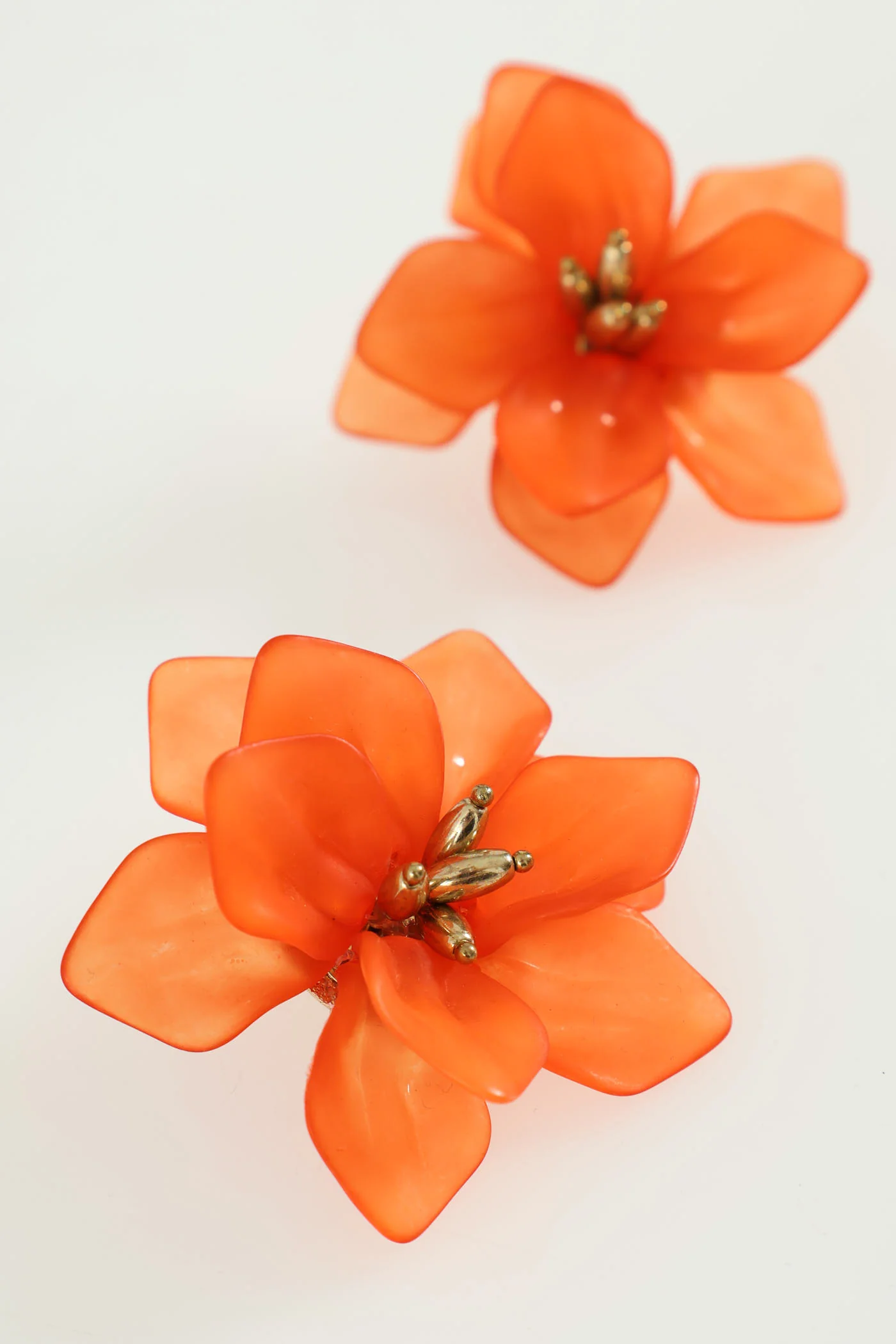 Large Statement Flower Earrings - Orange - Image 2