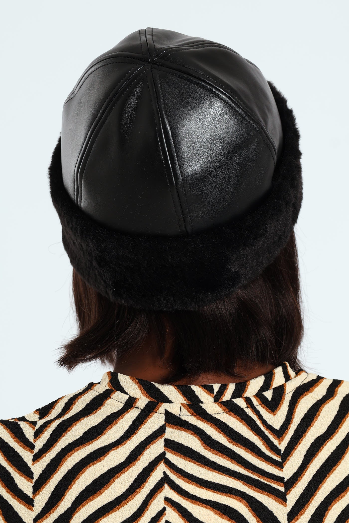 Leather Faux Fur Cossak - Black - Image 3