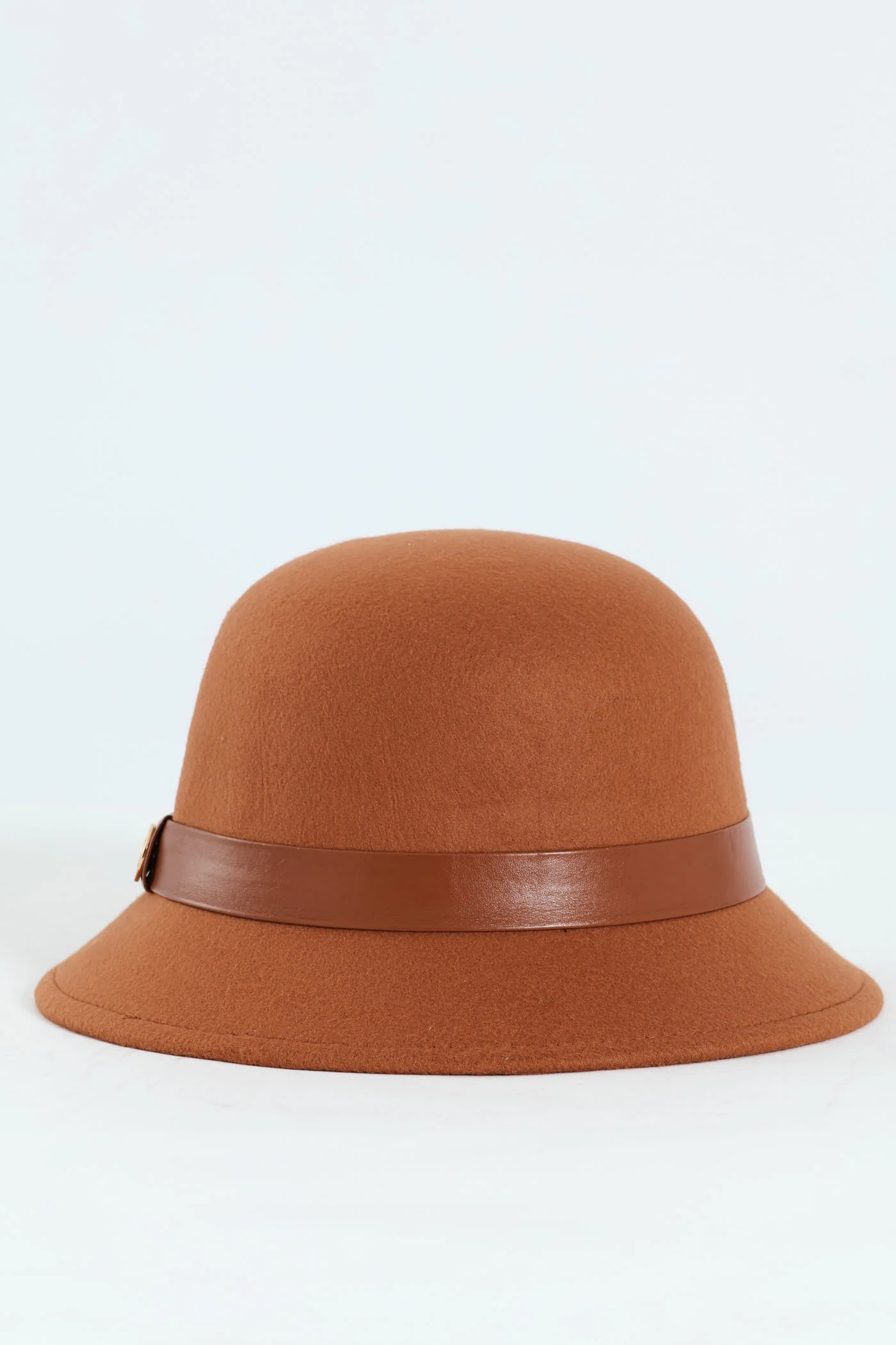 Leather Monogram Felt Cloche Hat - Camel - Image 2