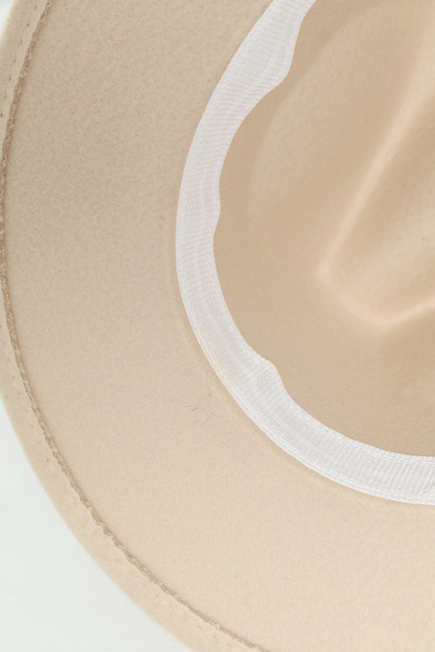 Leather Trim Fedora Hat - Beige - Image 5
