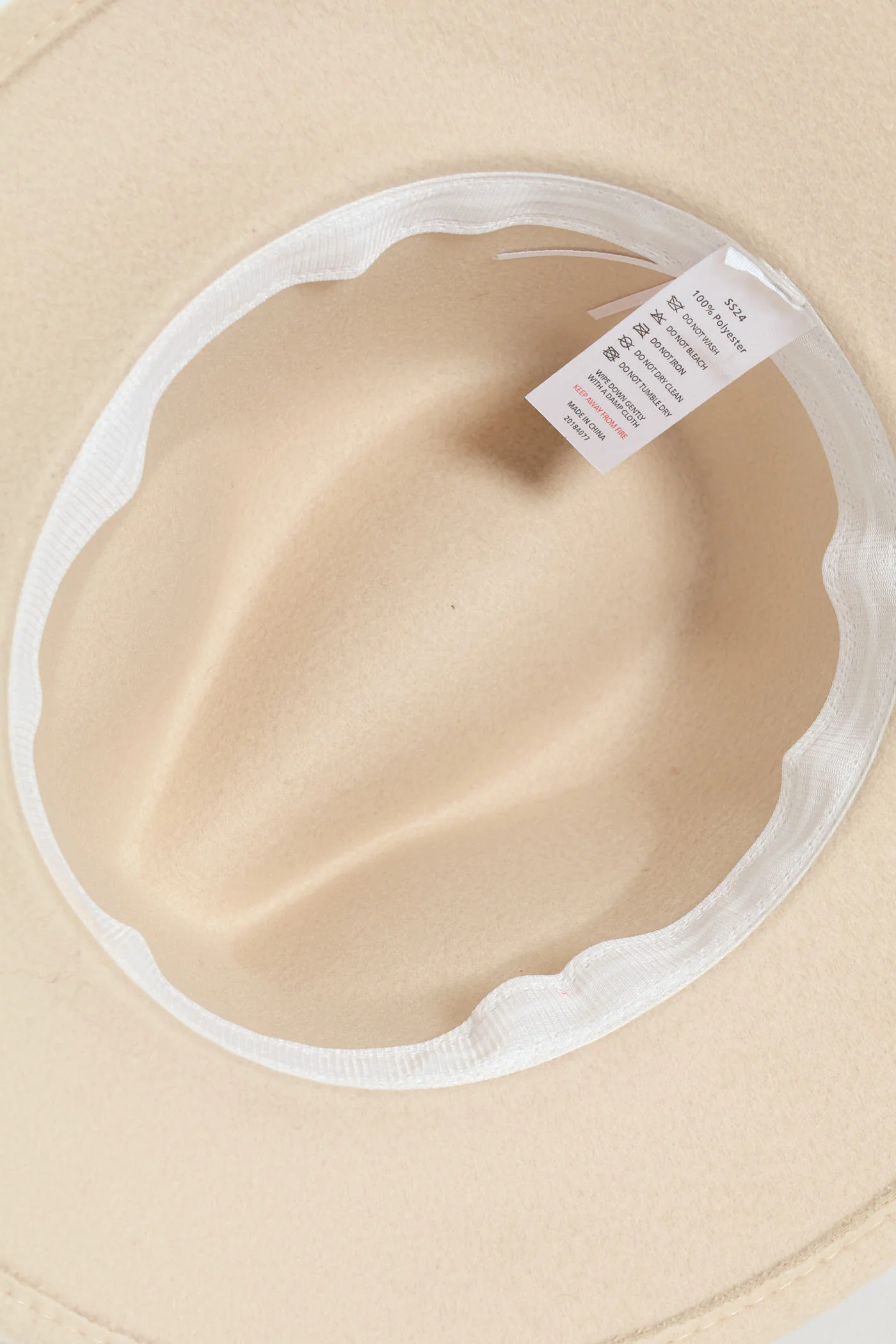 Leather Trim Fedora Hat - Beige - Image 6