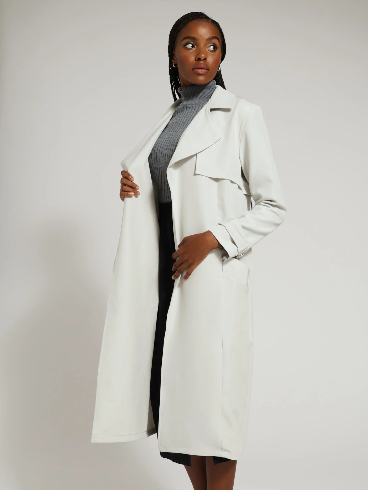 Lightweight Trench Coat - Grey - Image 2
