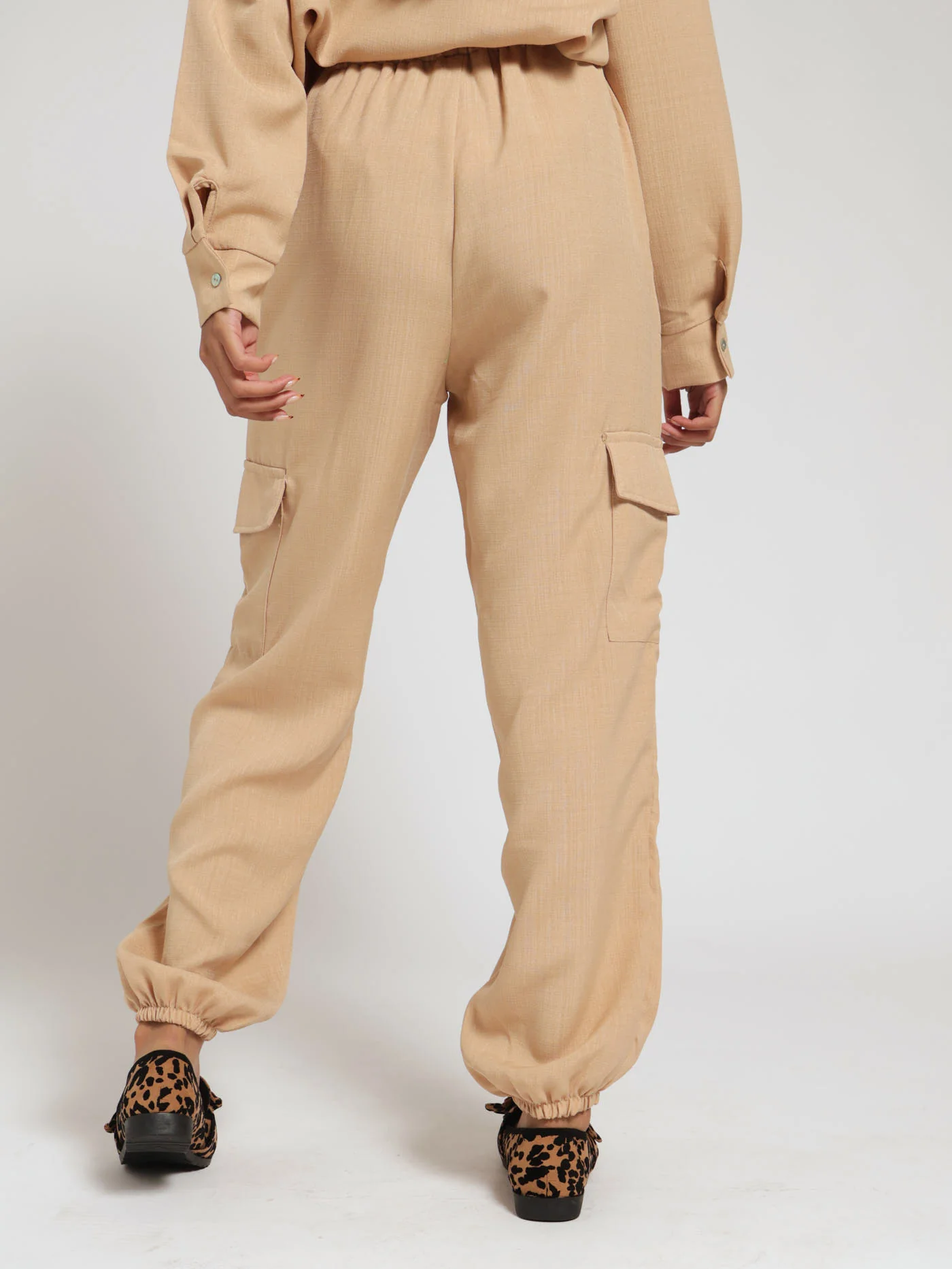 Linen Look Jogger - Stone - Image 3