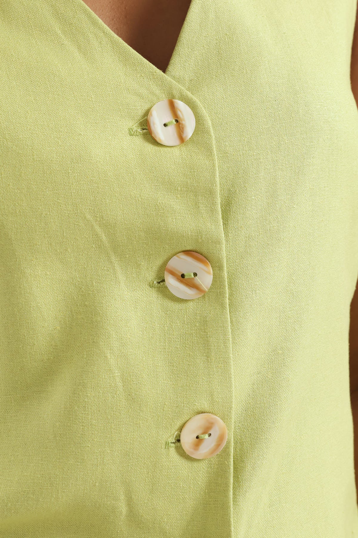 Linen Look Waistcoat - Lime - Image 6