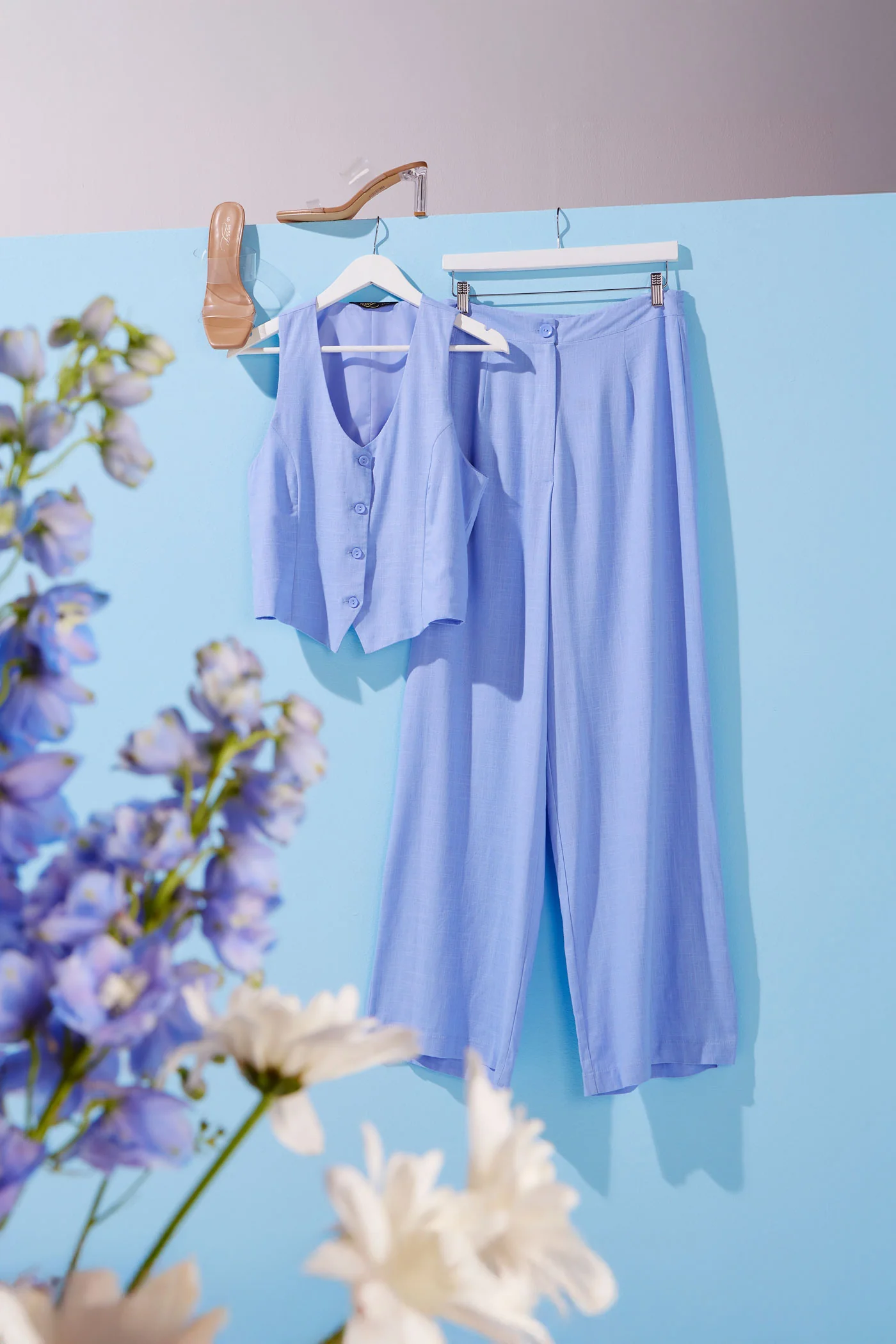 Linen Waistcoat - Blue - Image 9