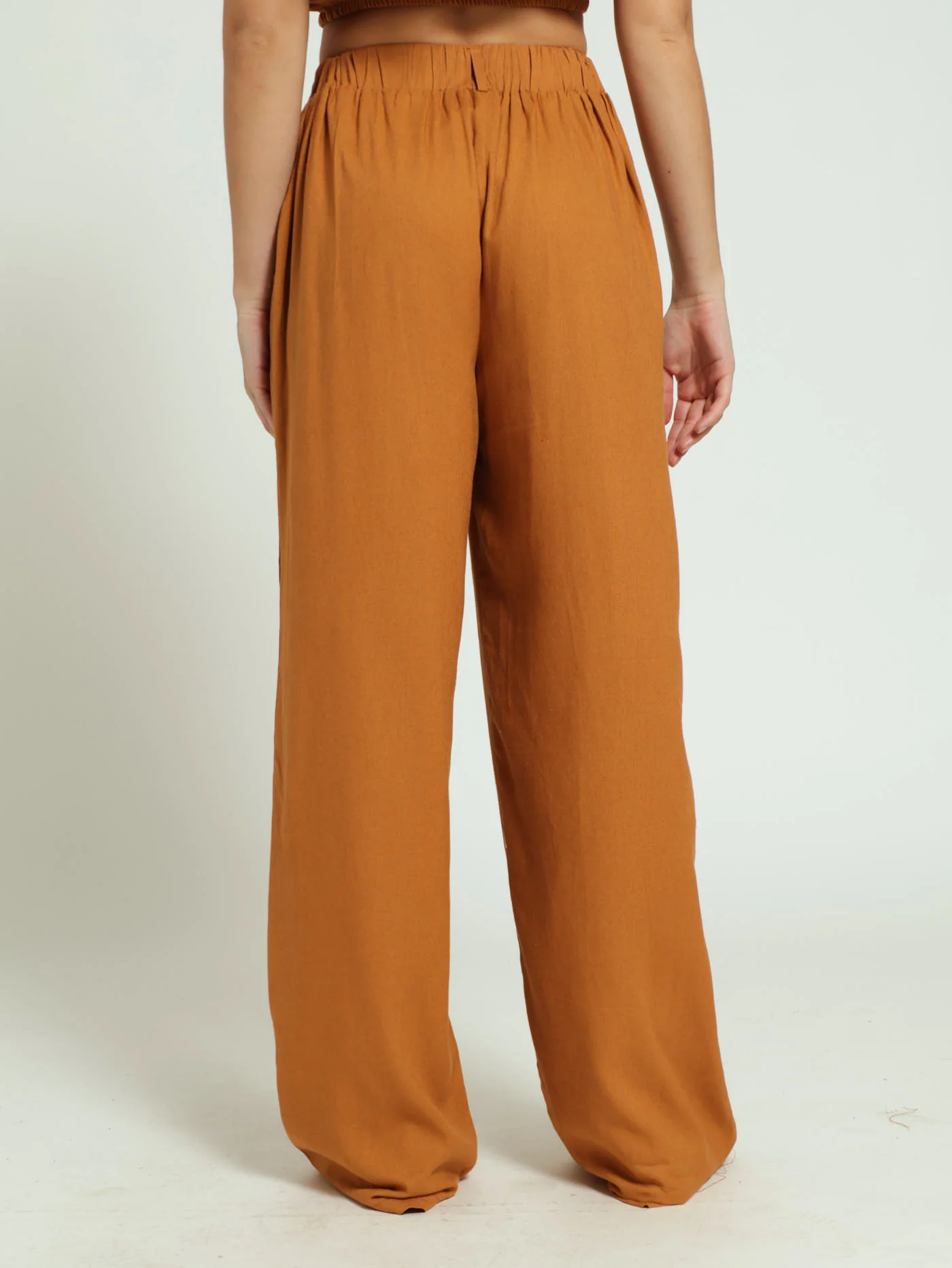 Linen Wideleg Pants - Caramel - Image 3