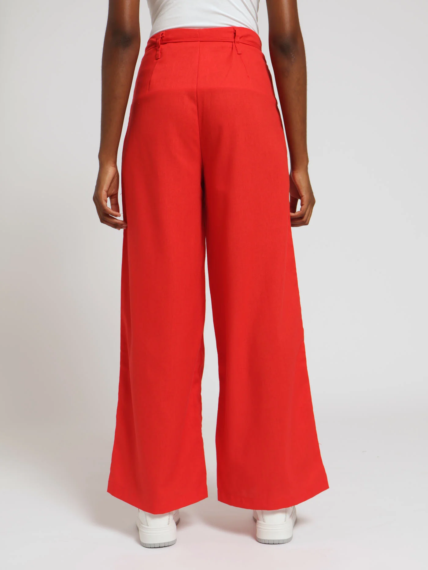Linen Wideleg Pants - Red - Image 3