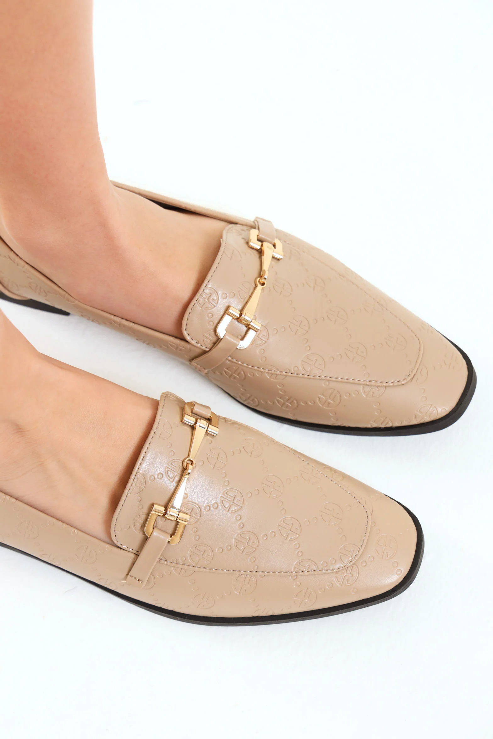 Link Trim Embossed Monogram Classic Loafer - Taupe - Image 2
