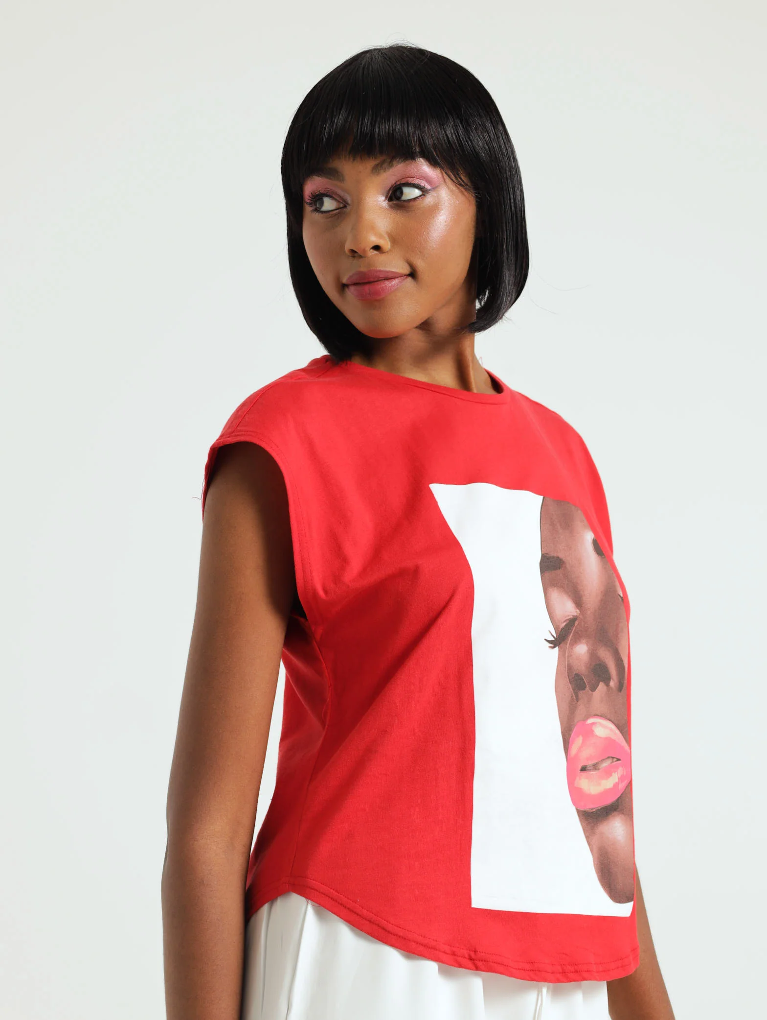 Lips Face Tee - Red - Image 2