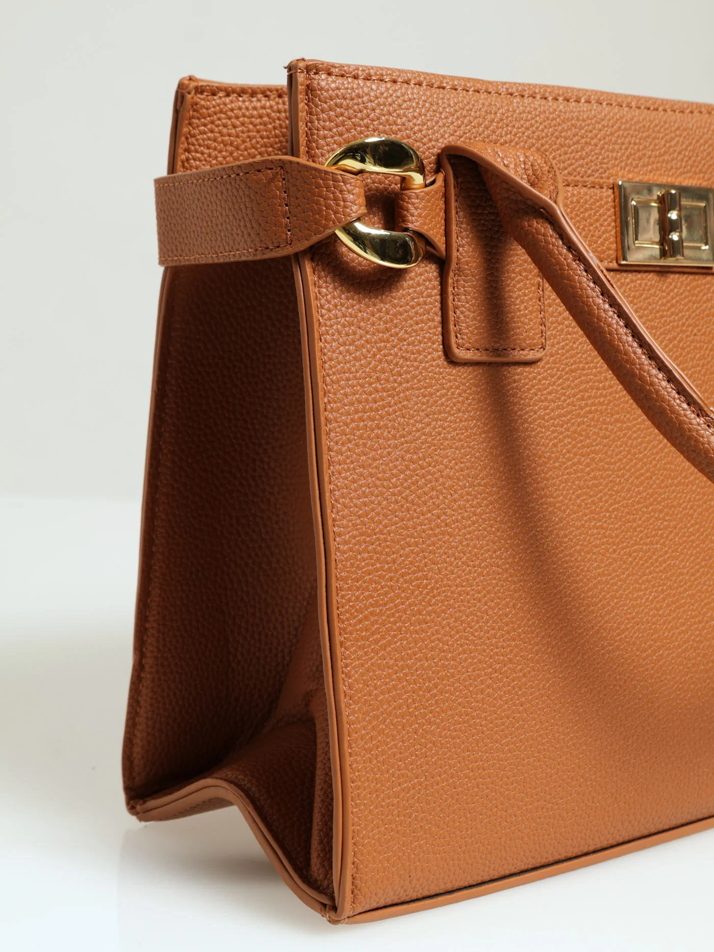 Lock & Chain Tote Bag - Tan - Image 2