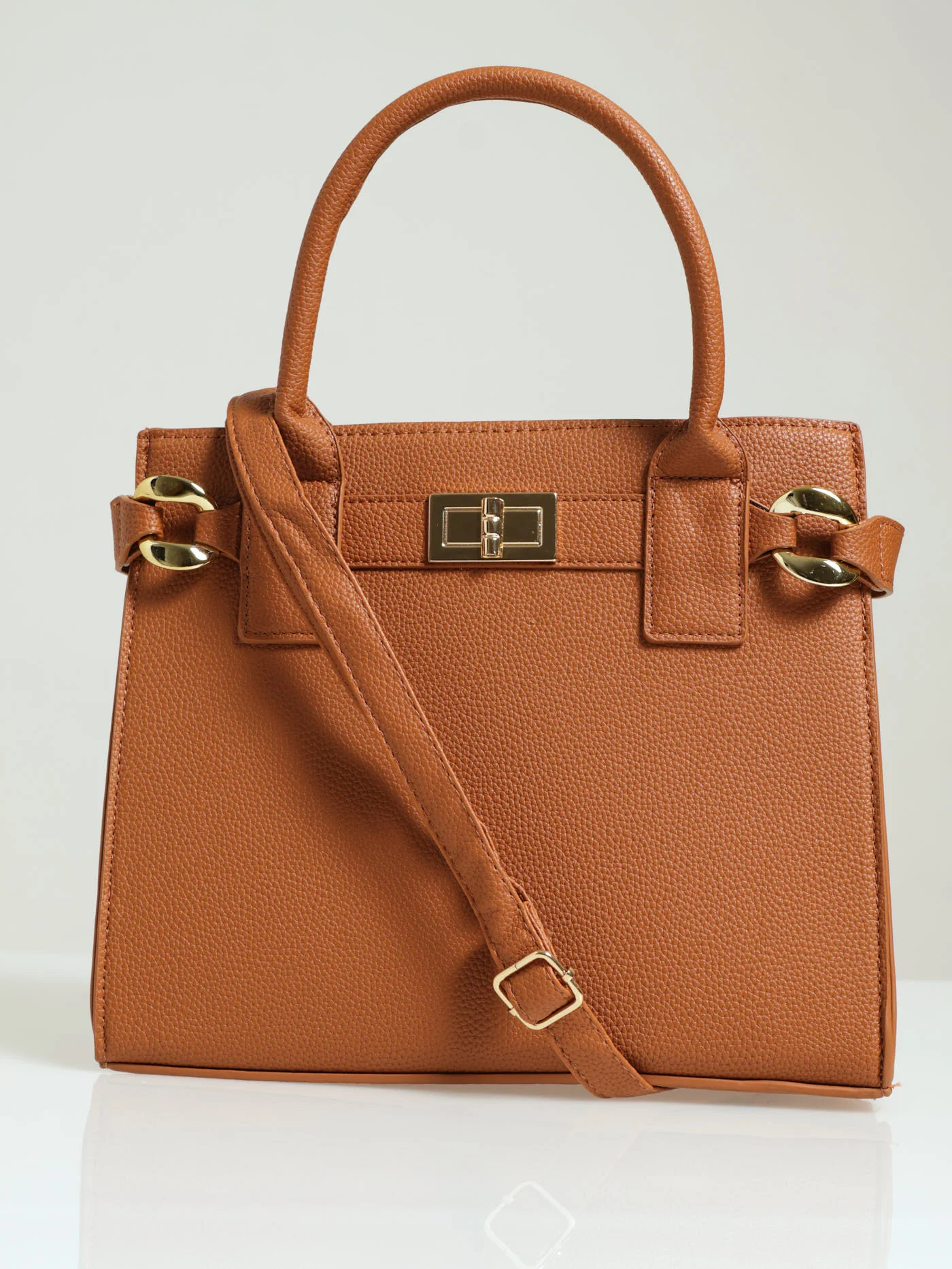 Lock & Chain Tote Bag - Tan - Image 4