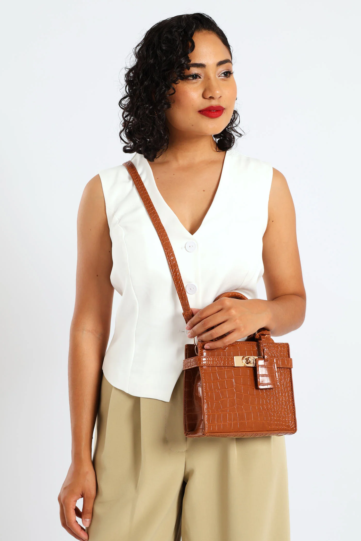 Lock Charm Tote Bag - Tan - Image 2