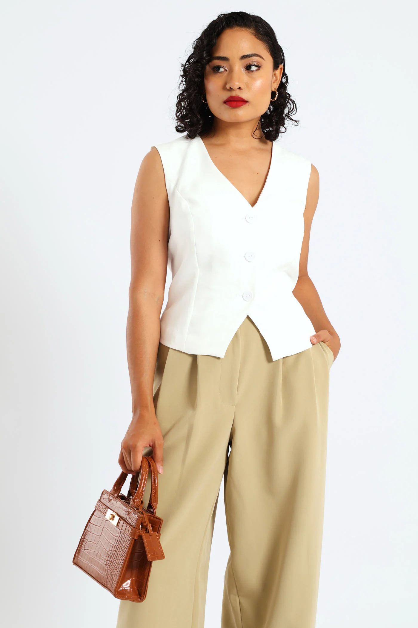 Lock Charm Tote Bag - Tan - Image 3